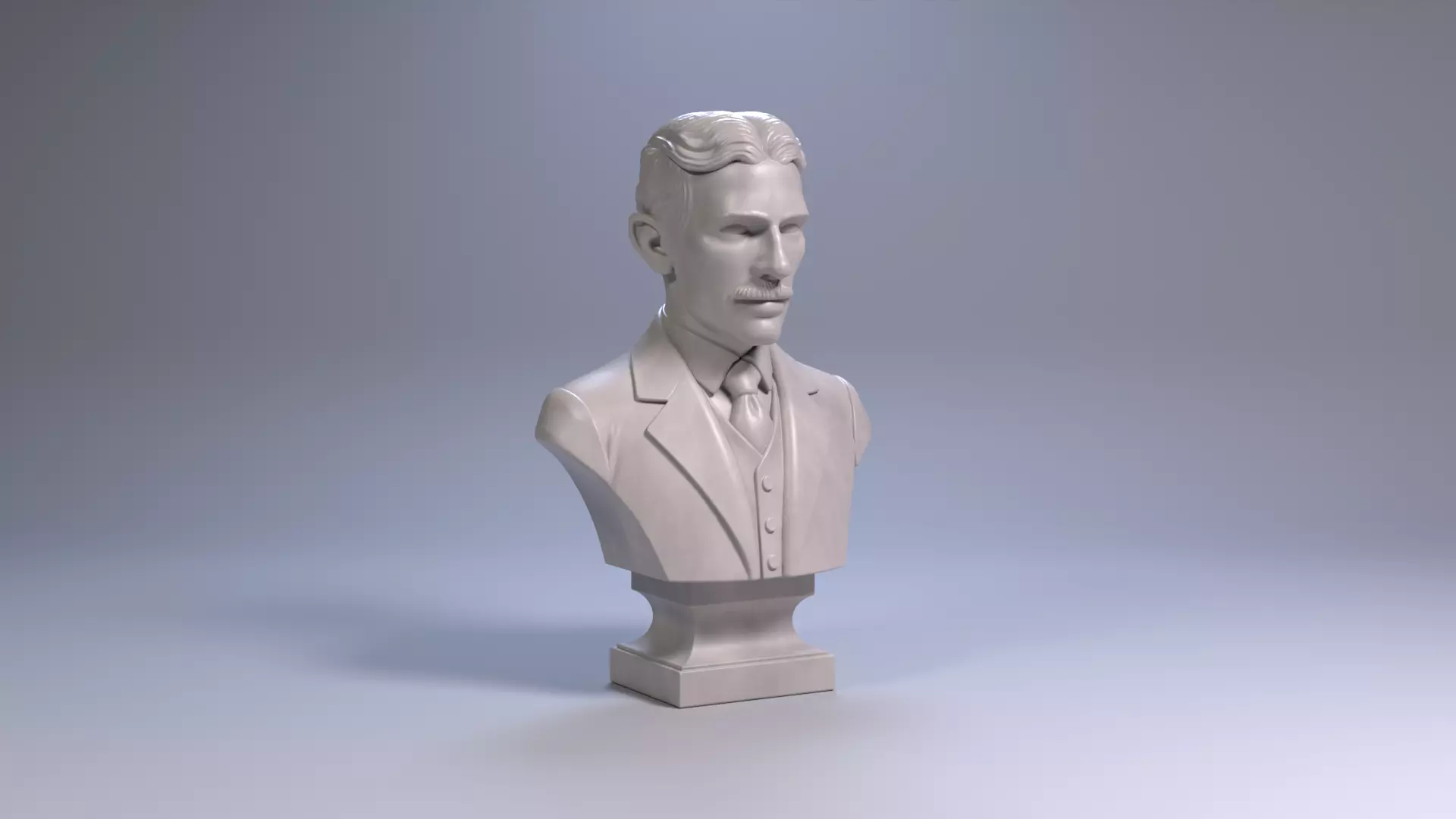 Nikola Tesla Bust Sculpture 3D Print STL Printable Bust 3D print model_22