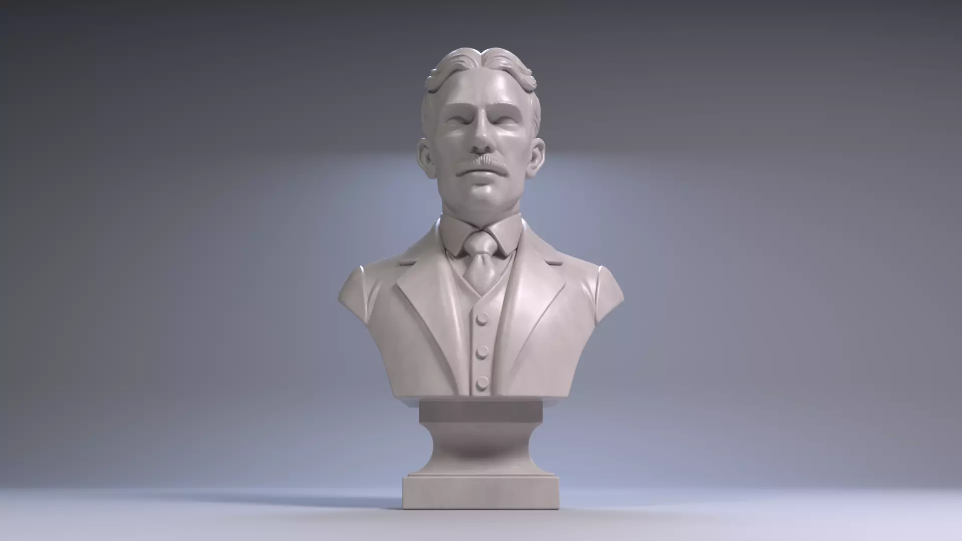 Nikola Tesla Bust Sculpture 3D Print STL Printable Bust 3D print model_7