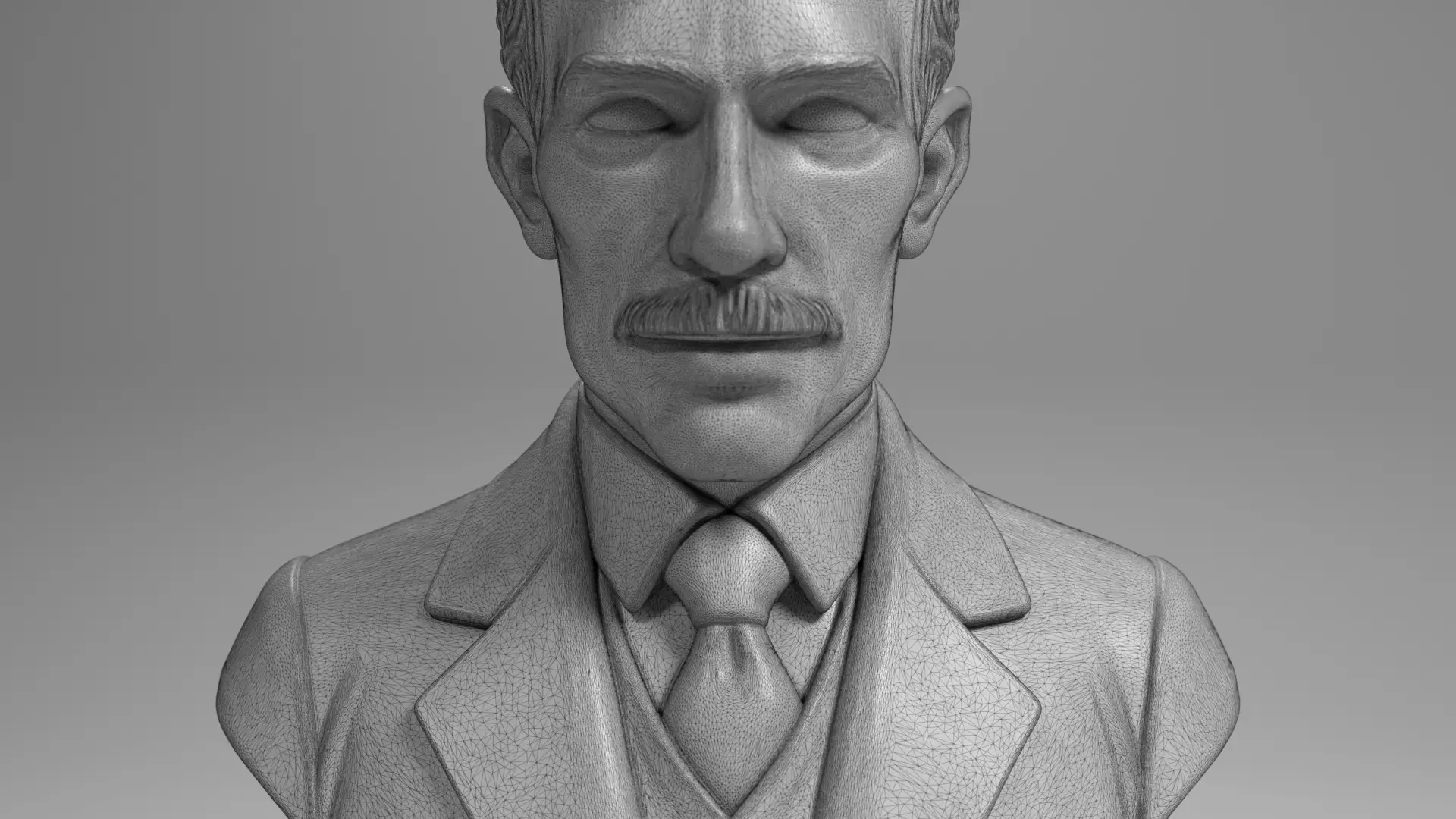 Nikola Tesla Bust Sculpture 3D Print STL Printable Bust 3D print model_12