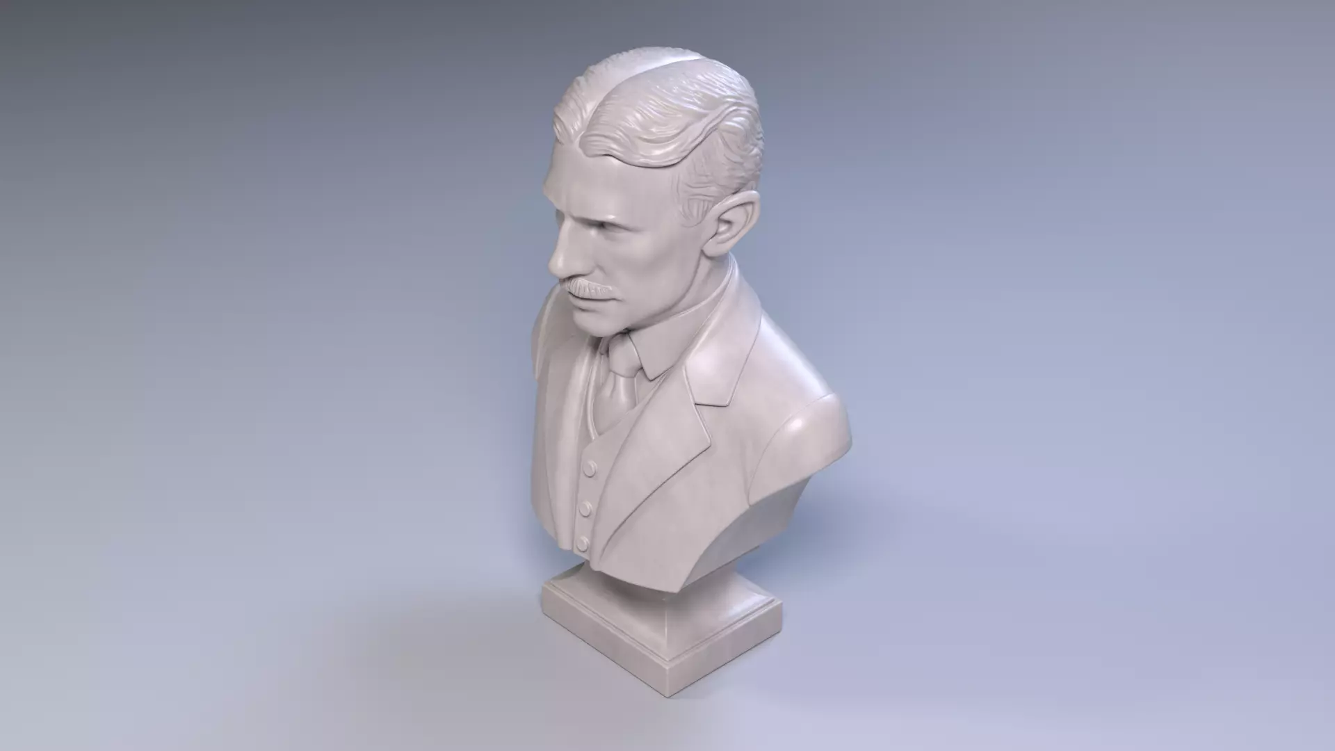 Nikola Tesla Bust Sculpture 3D Print STL Printable Bust 3D print model_6