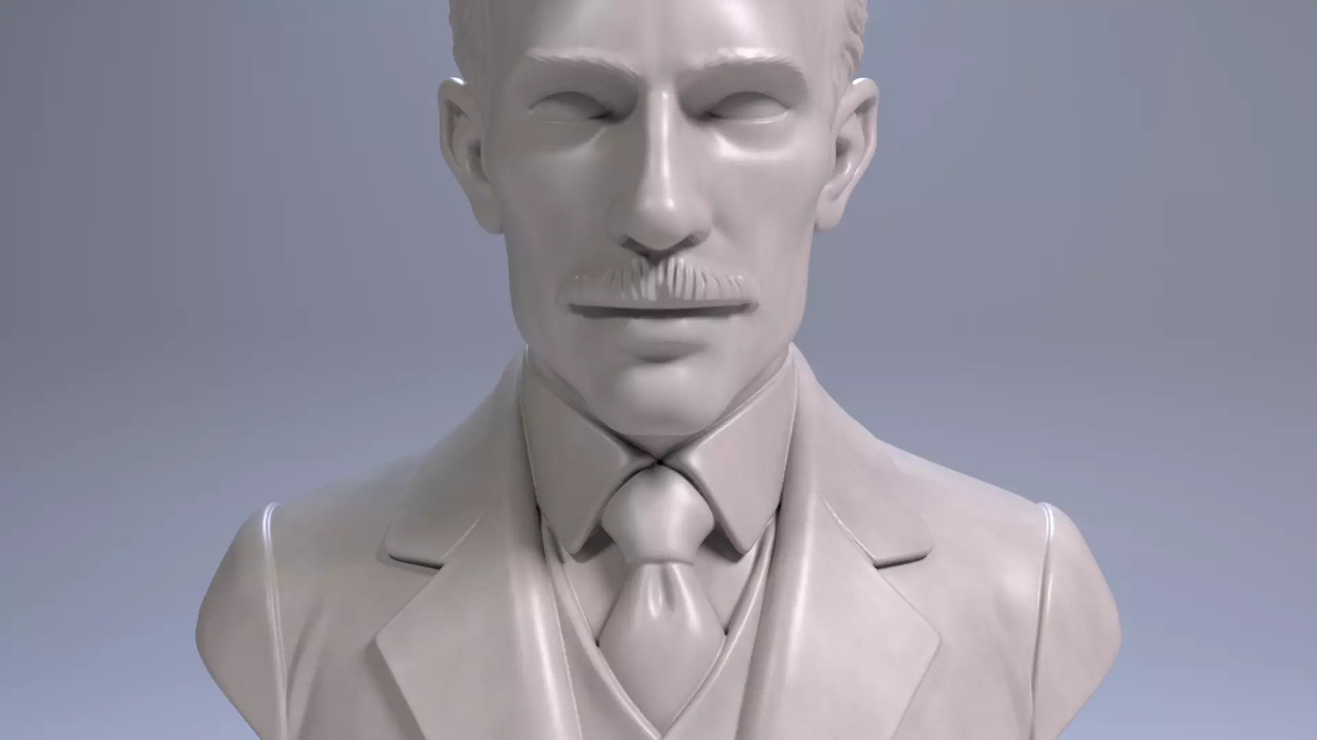 Nikola Tesla Bust Sculpture 3D Print STL Printable Bust 3D print model_9