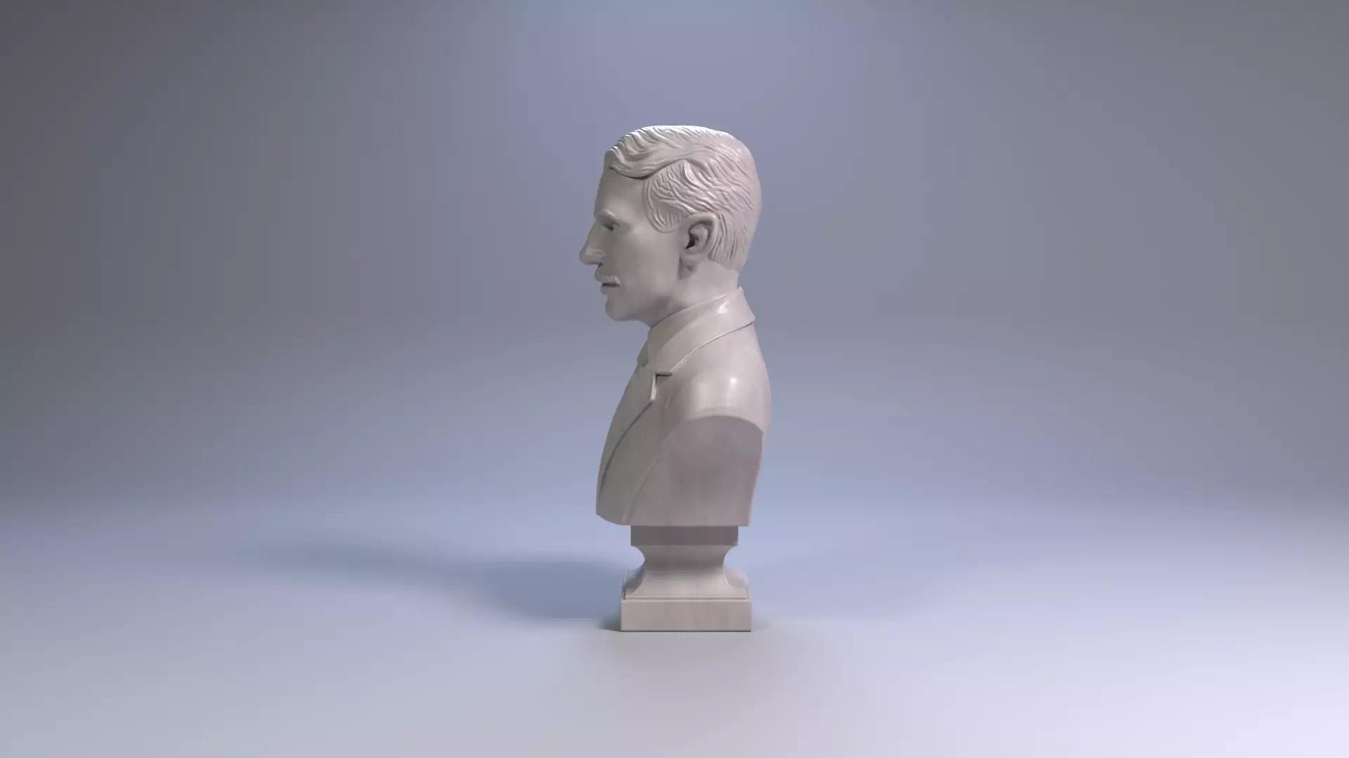 Nikola Tesla Bust Sculpture 3D Print STL Printable Bust 3D print model_3
