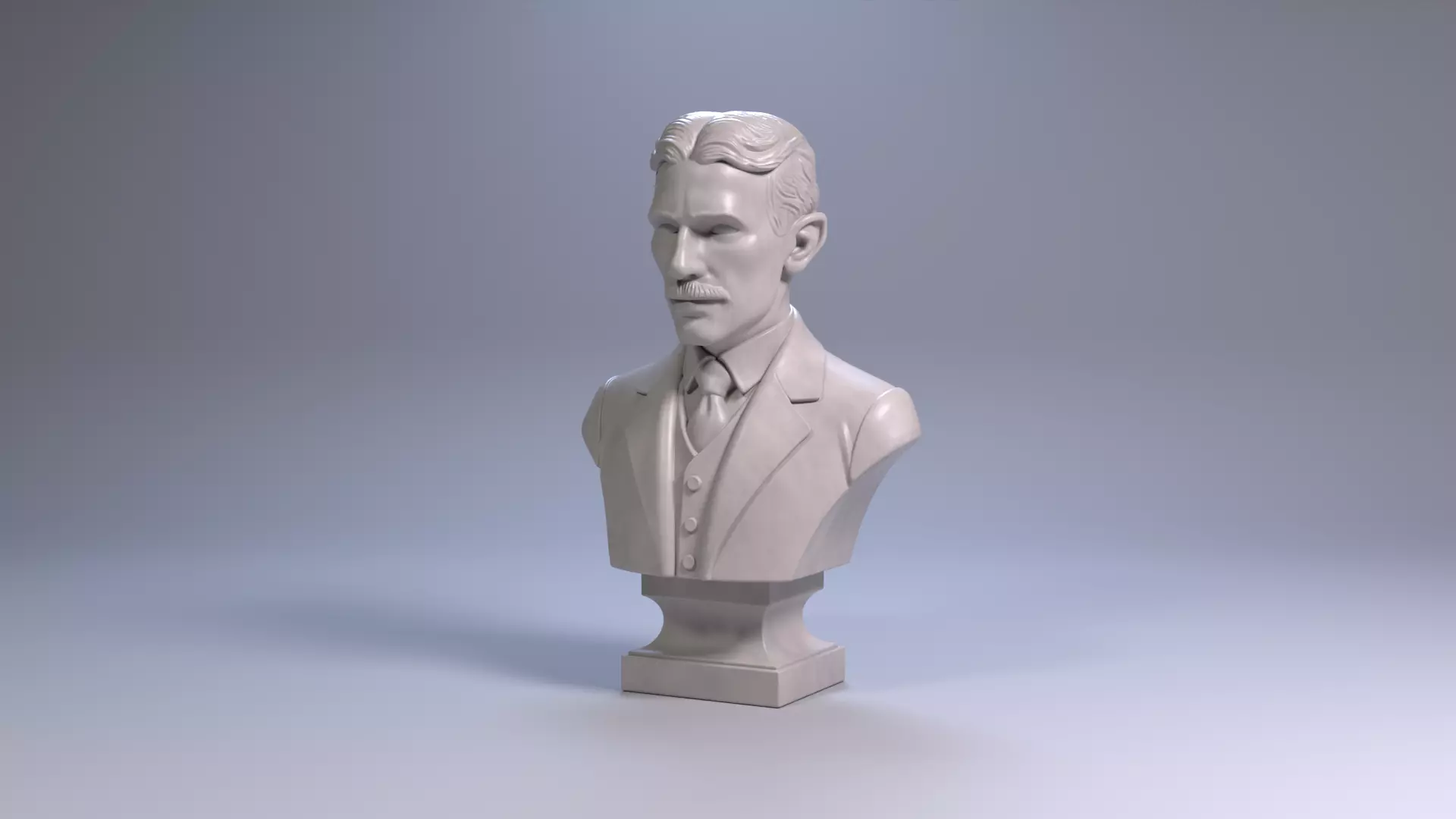 Nikola Tesla Bust Sculpture 3D Print STL Printable Bust 3D print model_14