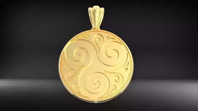 Triskele Triple Spiral Celtic Disc Pendant Necklace