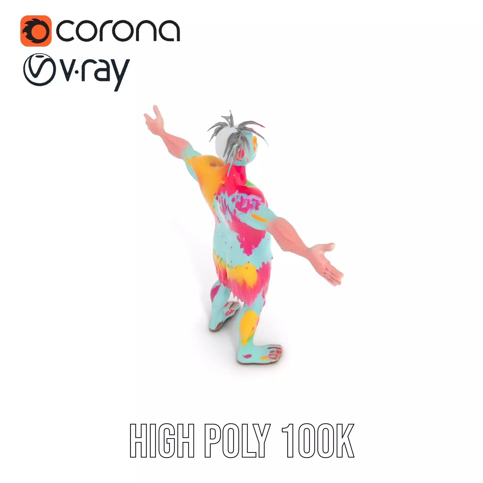 Colorful Creature Model Pack with Detailed Fur Texture Low-poly 3D model_10