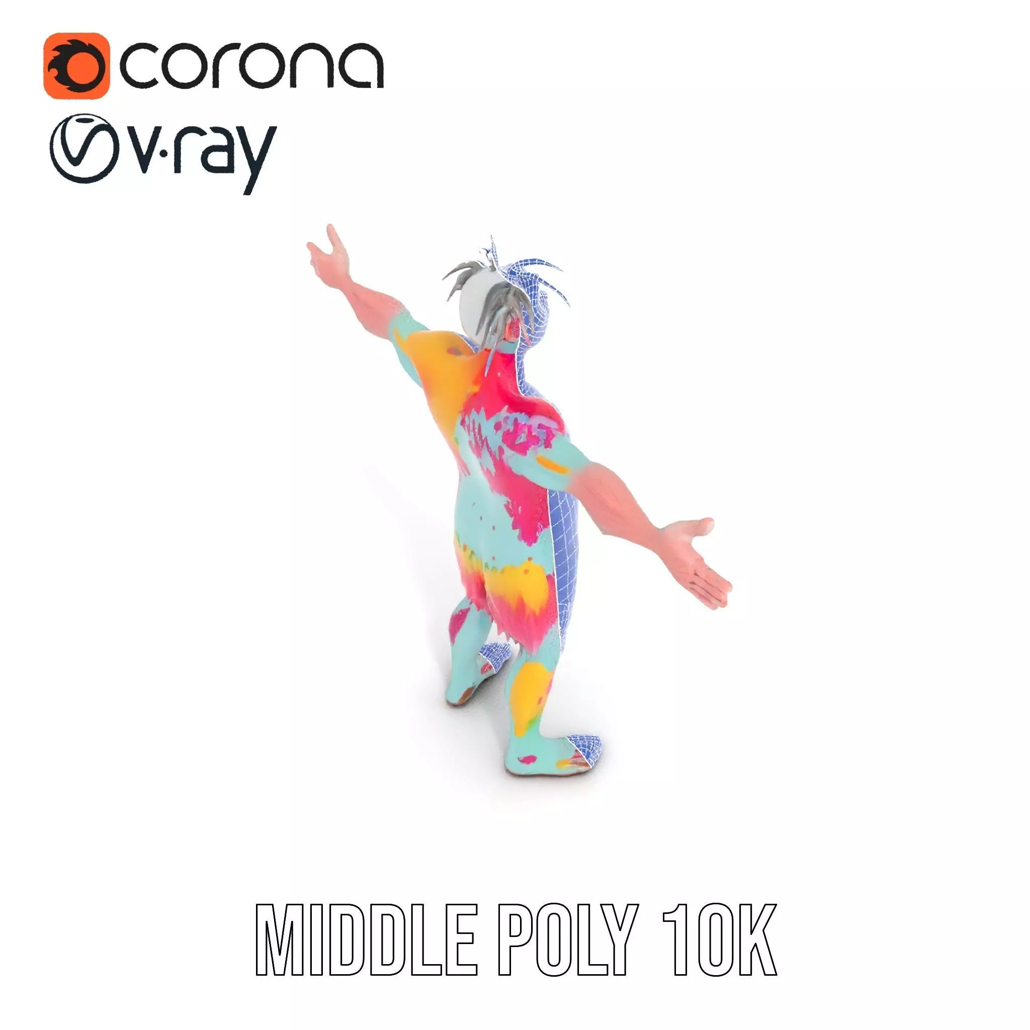 Colorful Creature Model Pack with Detailed Fur Texture Low-poly 3D model_25