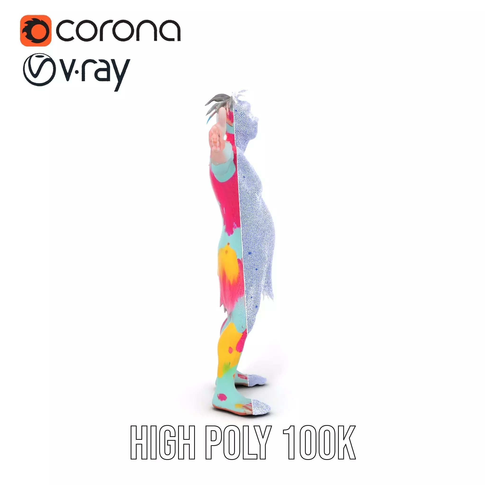 Colorful Creature Model Pack with Detailed Fur Texture Low-poly 3D model_29