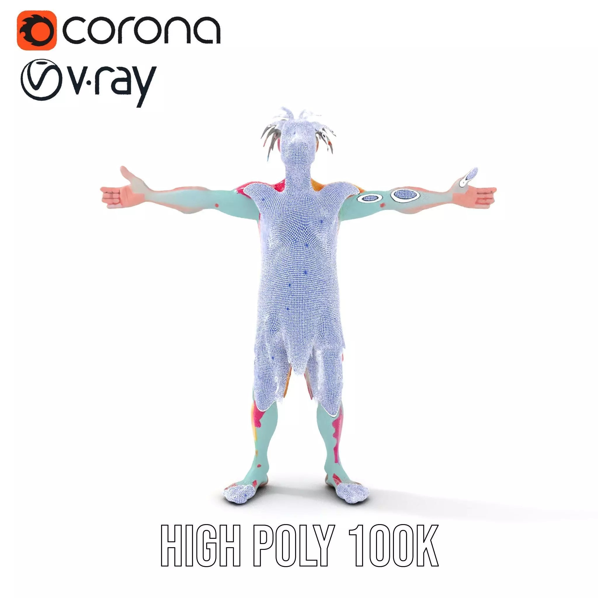 Colorful Creature Model Pack with Detailed Fur Texture Low-poly 3D model_32