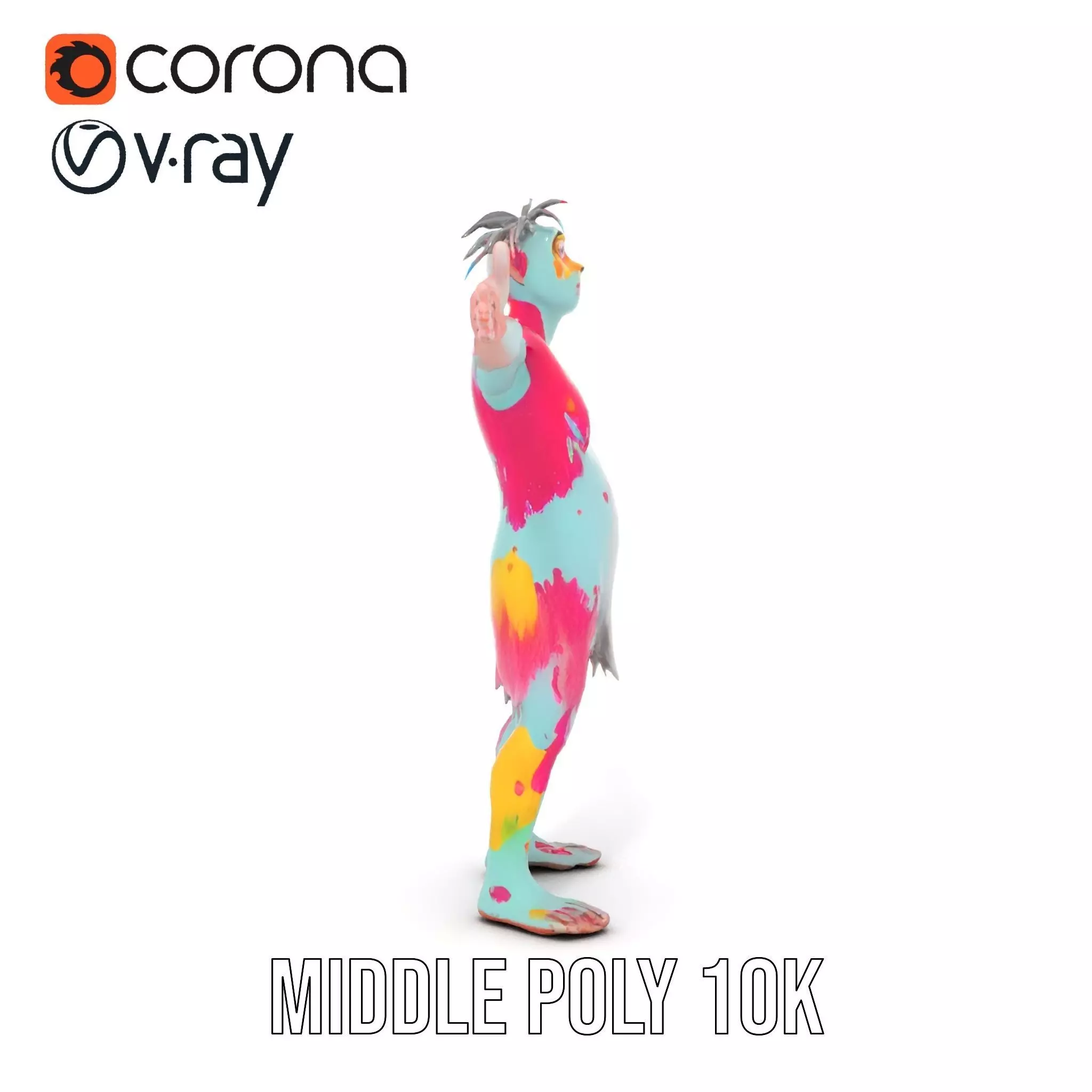 Colorful Creature Model Pack with Detailed Fur Texture Low-poly 3D model_16