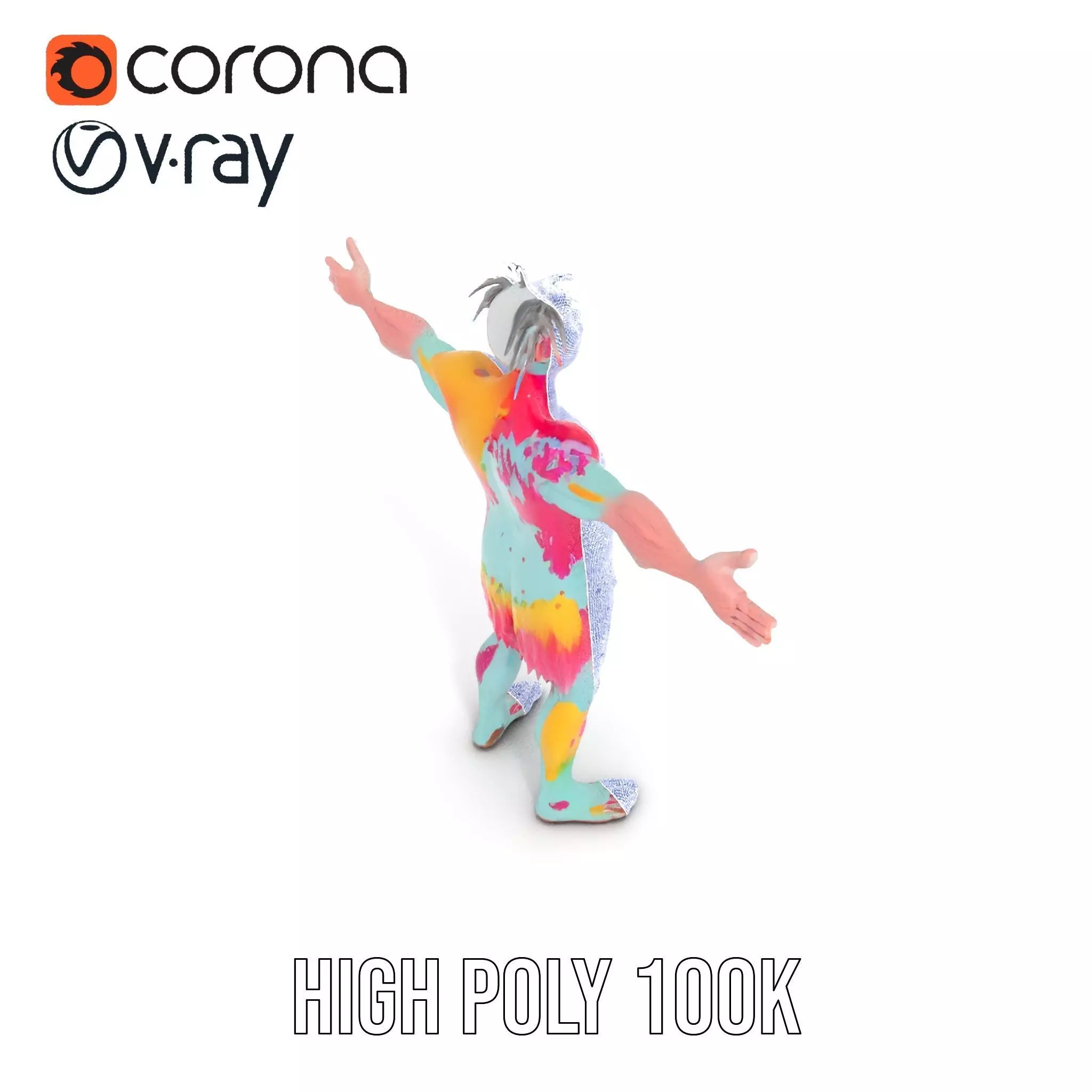 Colorful Creature Model Pack with Detailed Fur Texture Low-poly 3D model_18