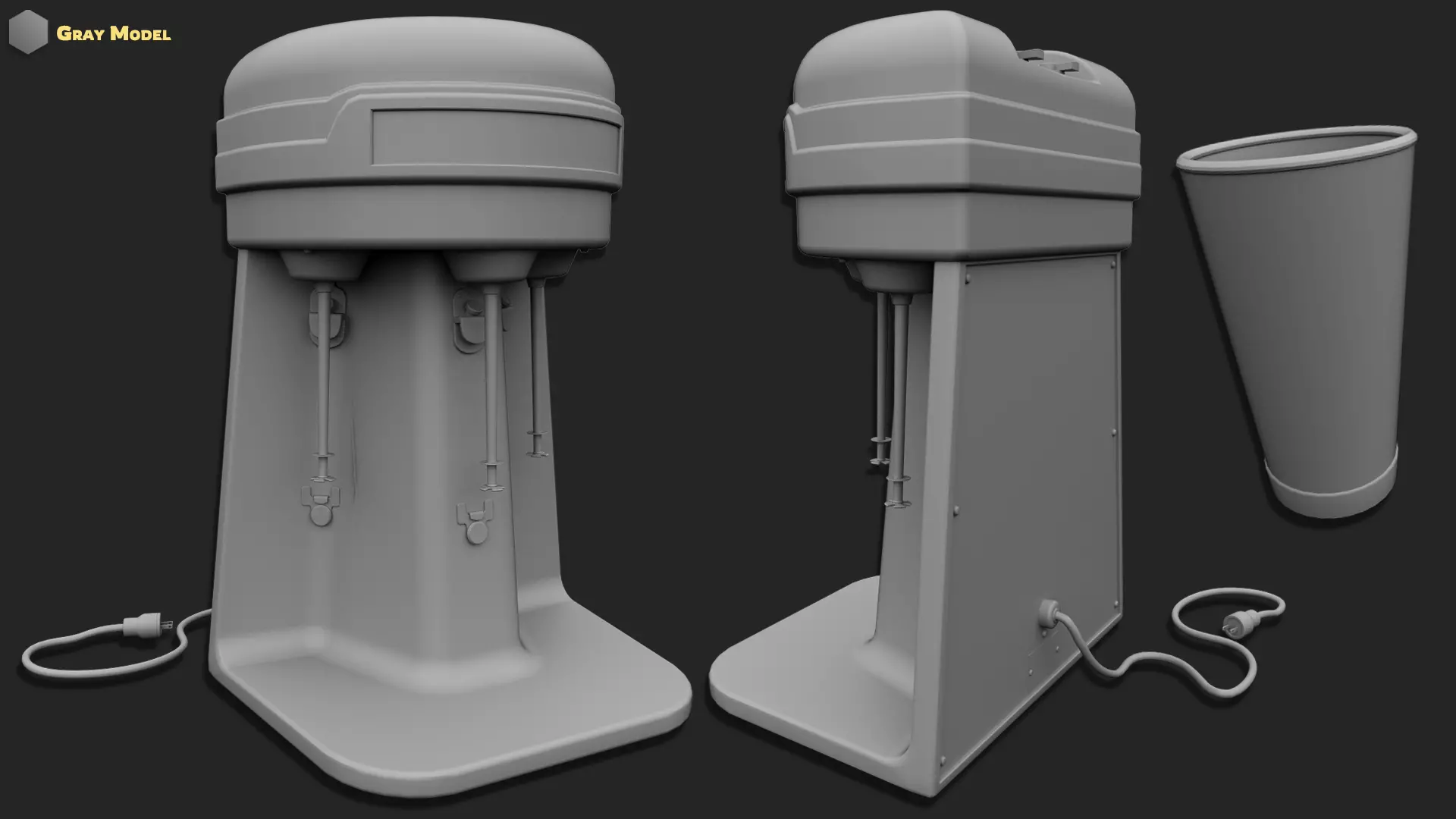 Retro Diner Milkshake Maker Low-poly 3D model_7
