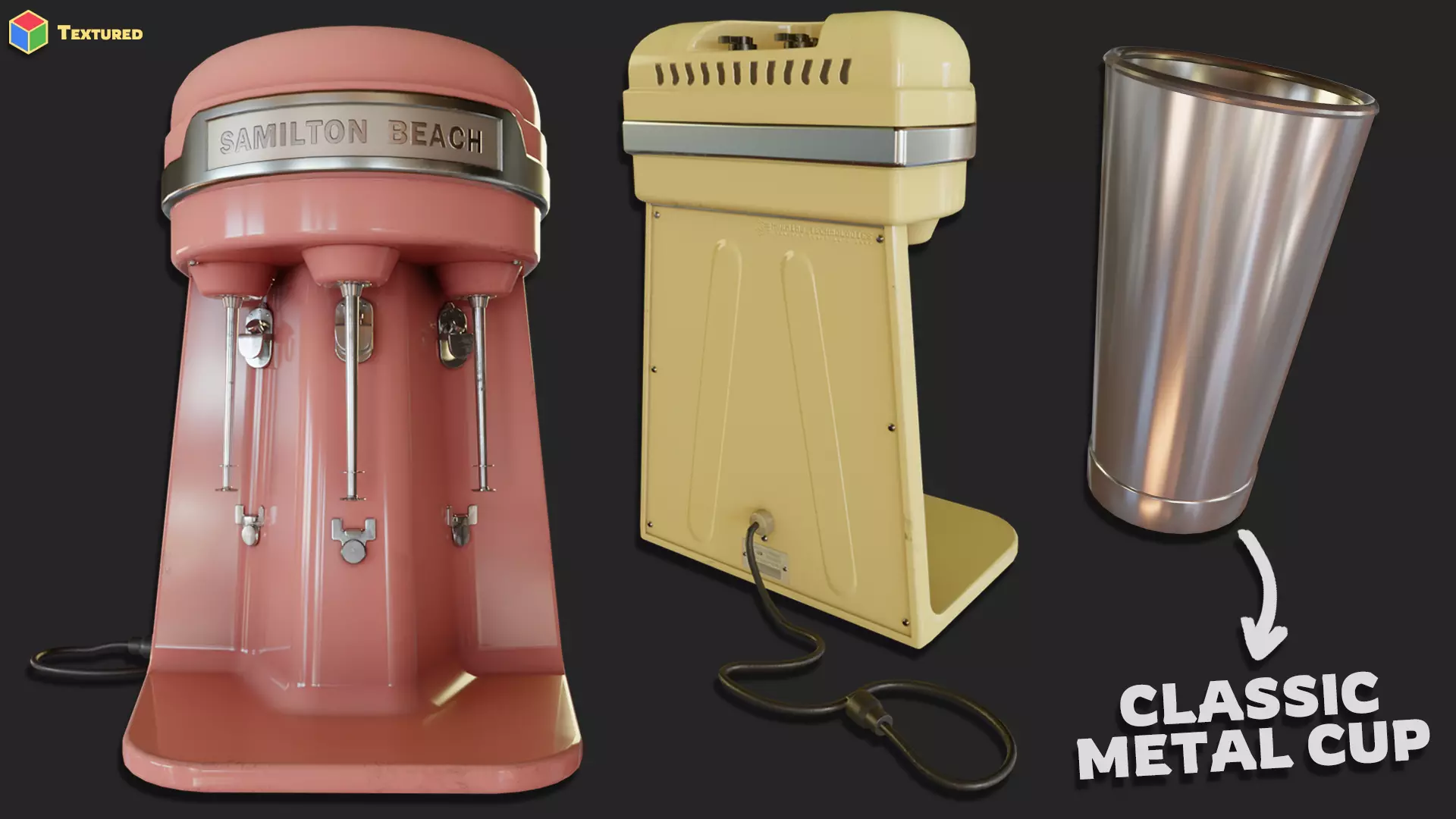 Retro Diner Milkshake Maker Low-poly 3D model_4
