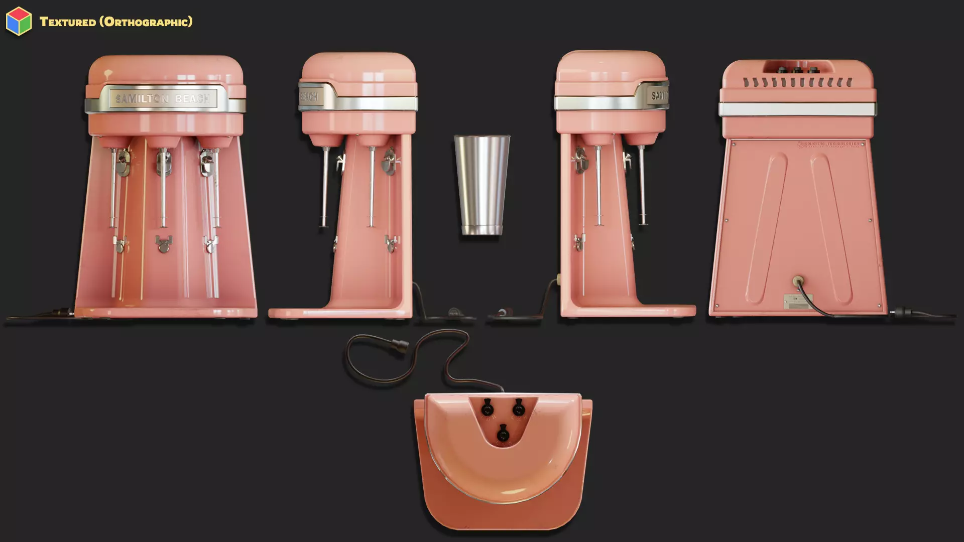 Retro Diner Milkshake Maker Low-poly 3D model_6