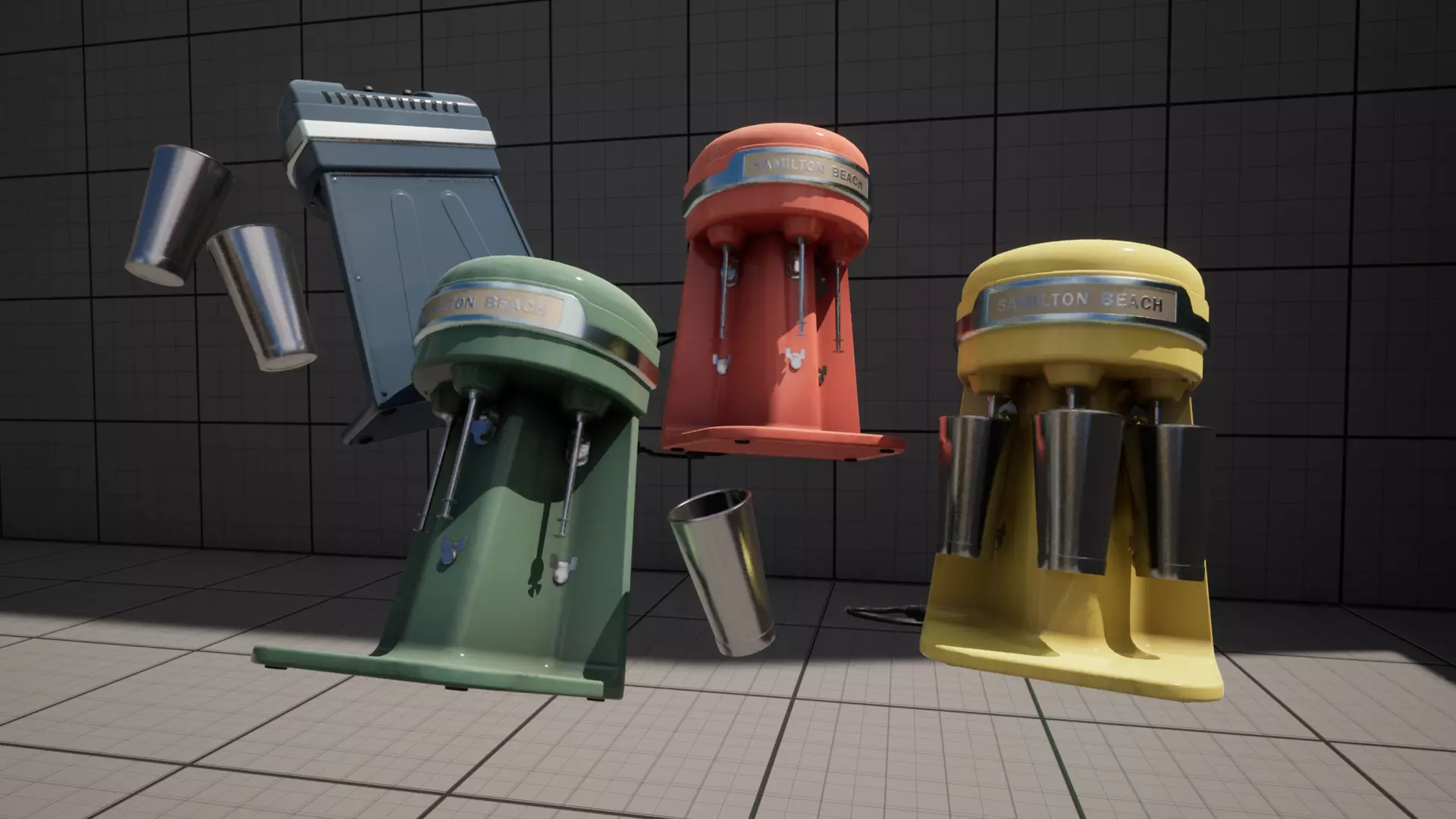 Retro Diner Milkshake Maker Low-poly 3D model_11