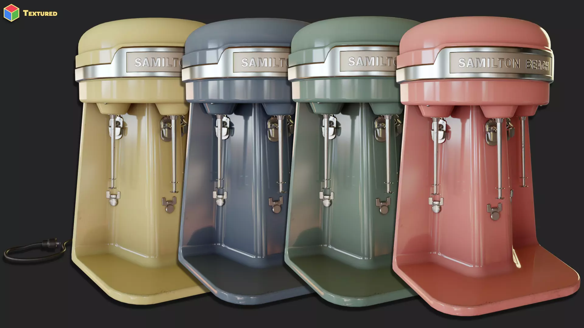 Retro Diner Milkshake Maker Low-poly 3D model_3