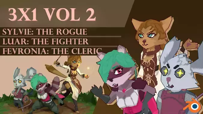 3x1 Lowpoly character pack VOLUME 2 Low-poly 3D model