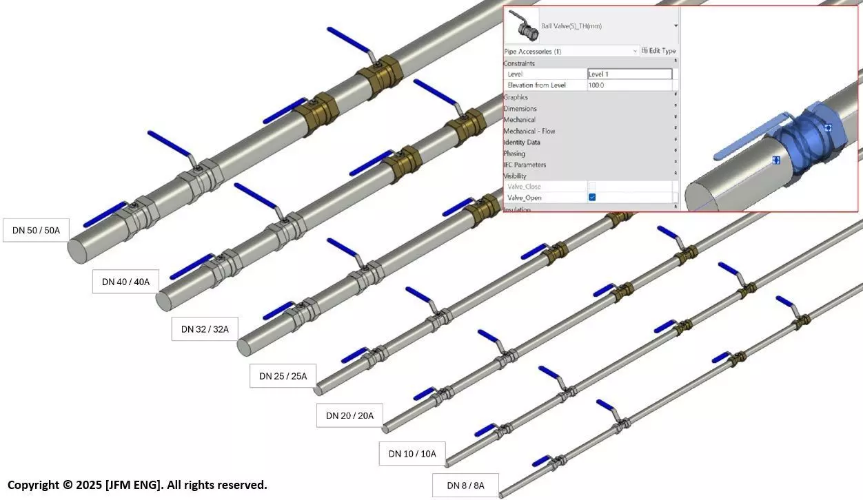 Ball Valve Revit Family Pipe Accessories BIM Model 3D model
