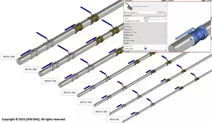 Ball Valve Revit Family  Pipe Accessories BIM Model 3D model