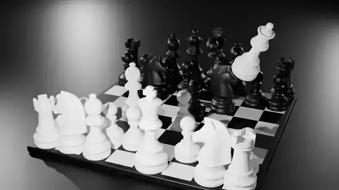 3D Chess Set Model -  Board and 32 Pieces