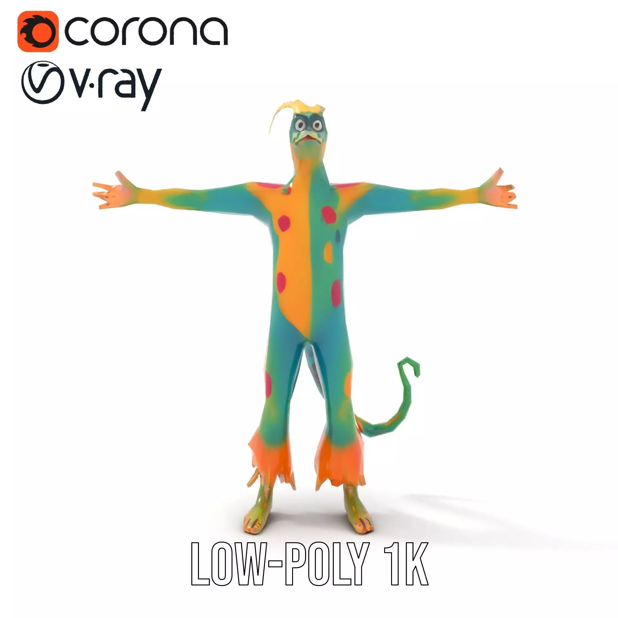 Colorful Cartoon Creature Model Pack with Textured Fur Low-poly 3D model_19