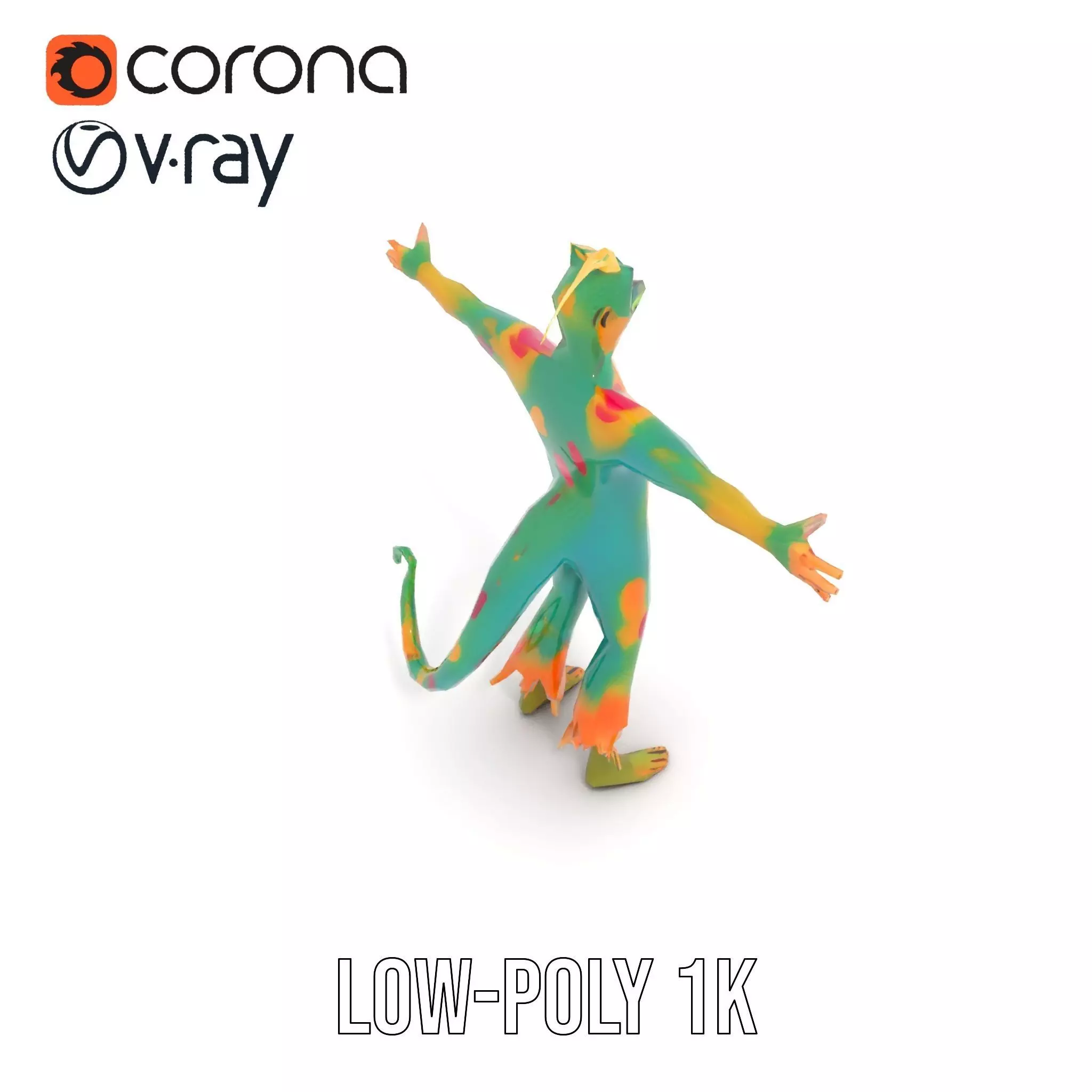 Colorful Cartoon Creature Model Pack with Textured Fur Low-poly 3D model_8