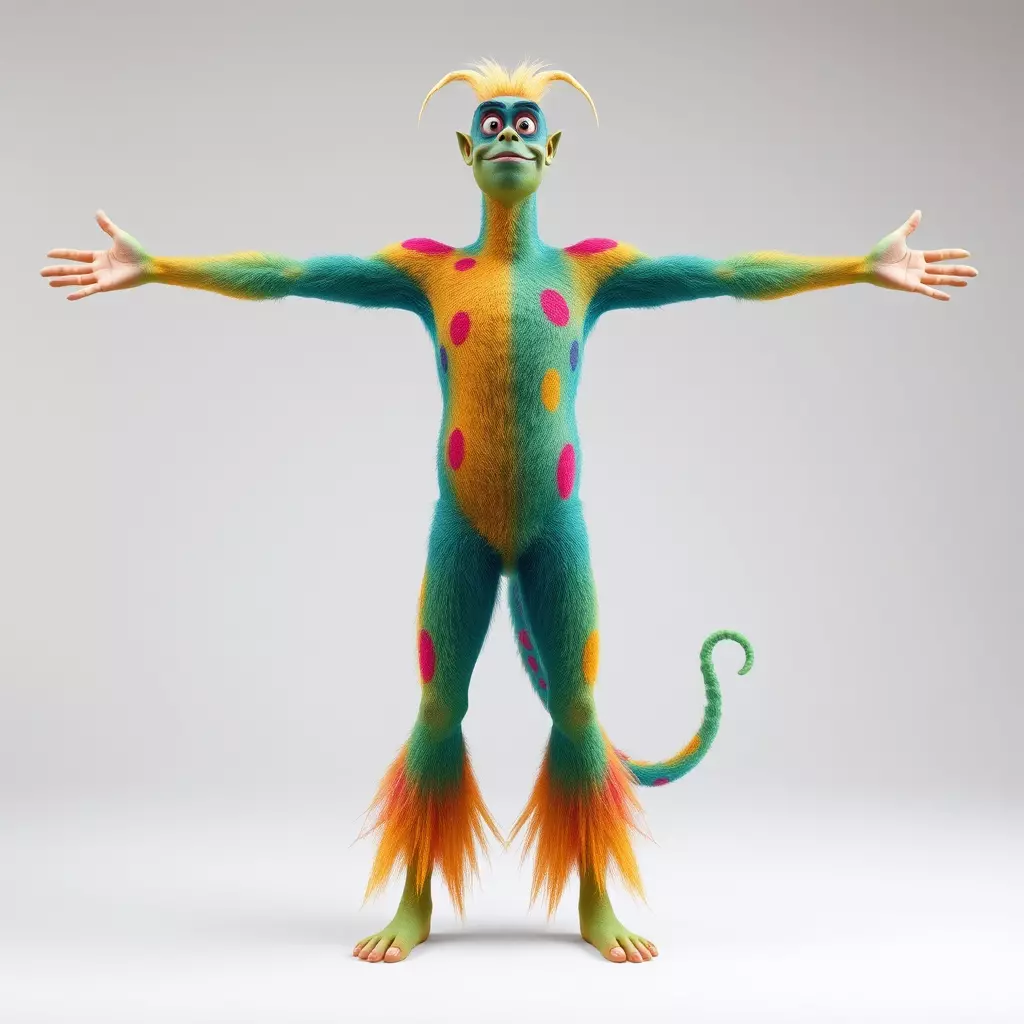 Colorful Cartoon Creature Model Pack with Textured Fur Low-poly 3D model_2