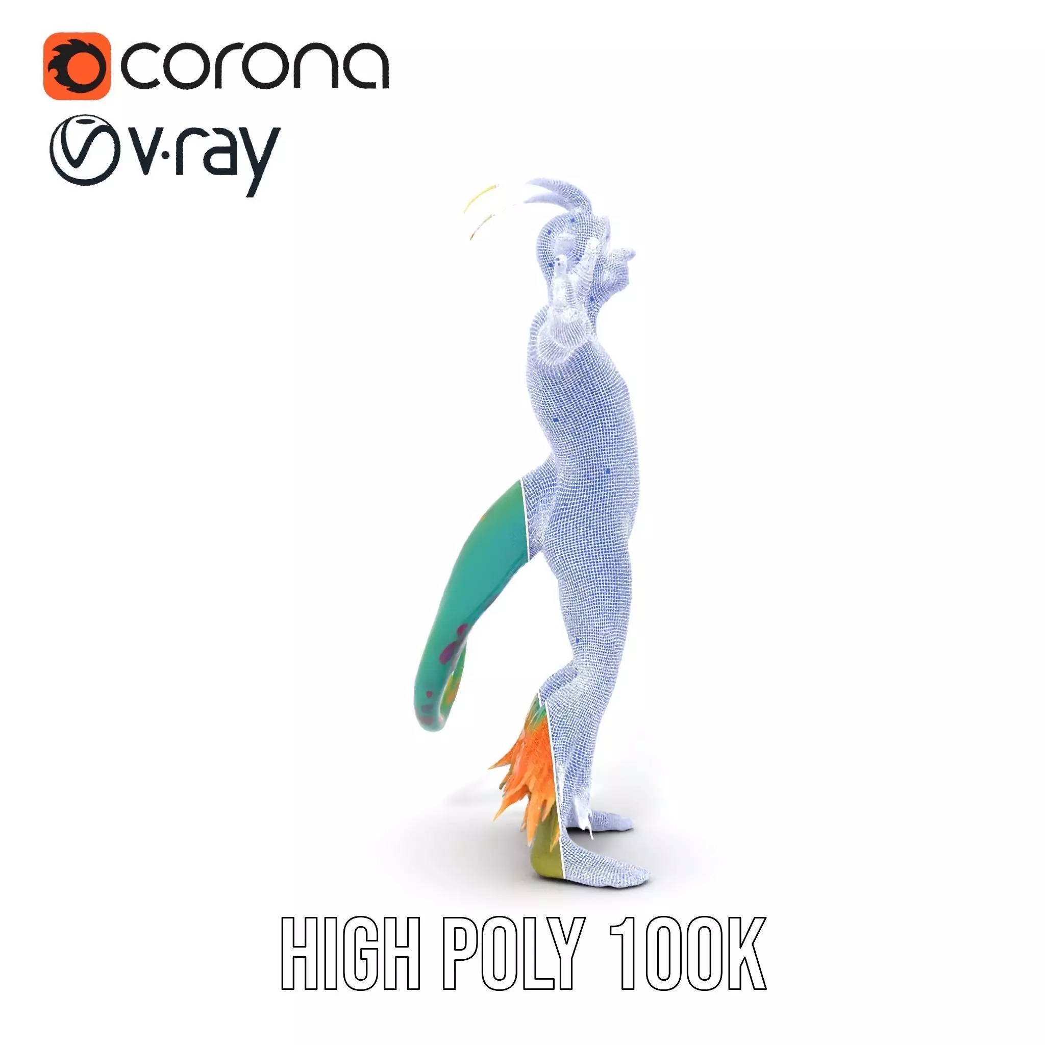 Colorful Cartoon Creature Model Pack with Textured Fur Low-poly 3D model_34