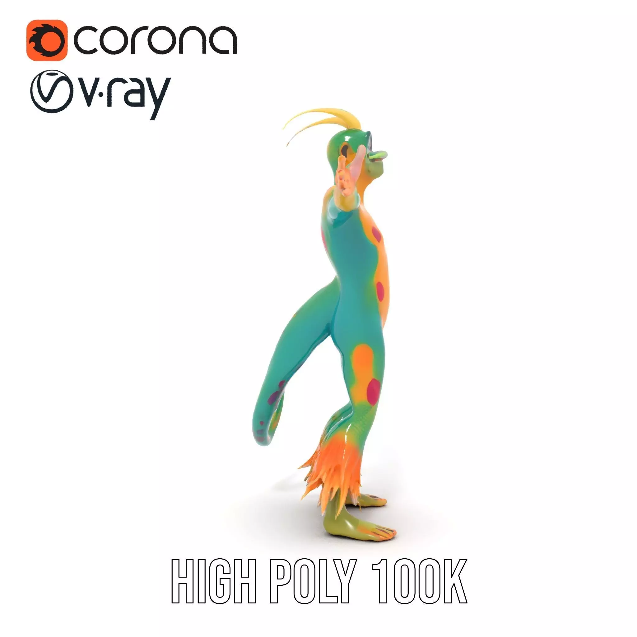 Colorful Cartoon Creature Model Pack with Textured Fur Low-poly 3D model_11