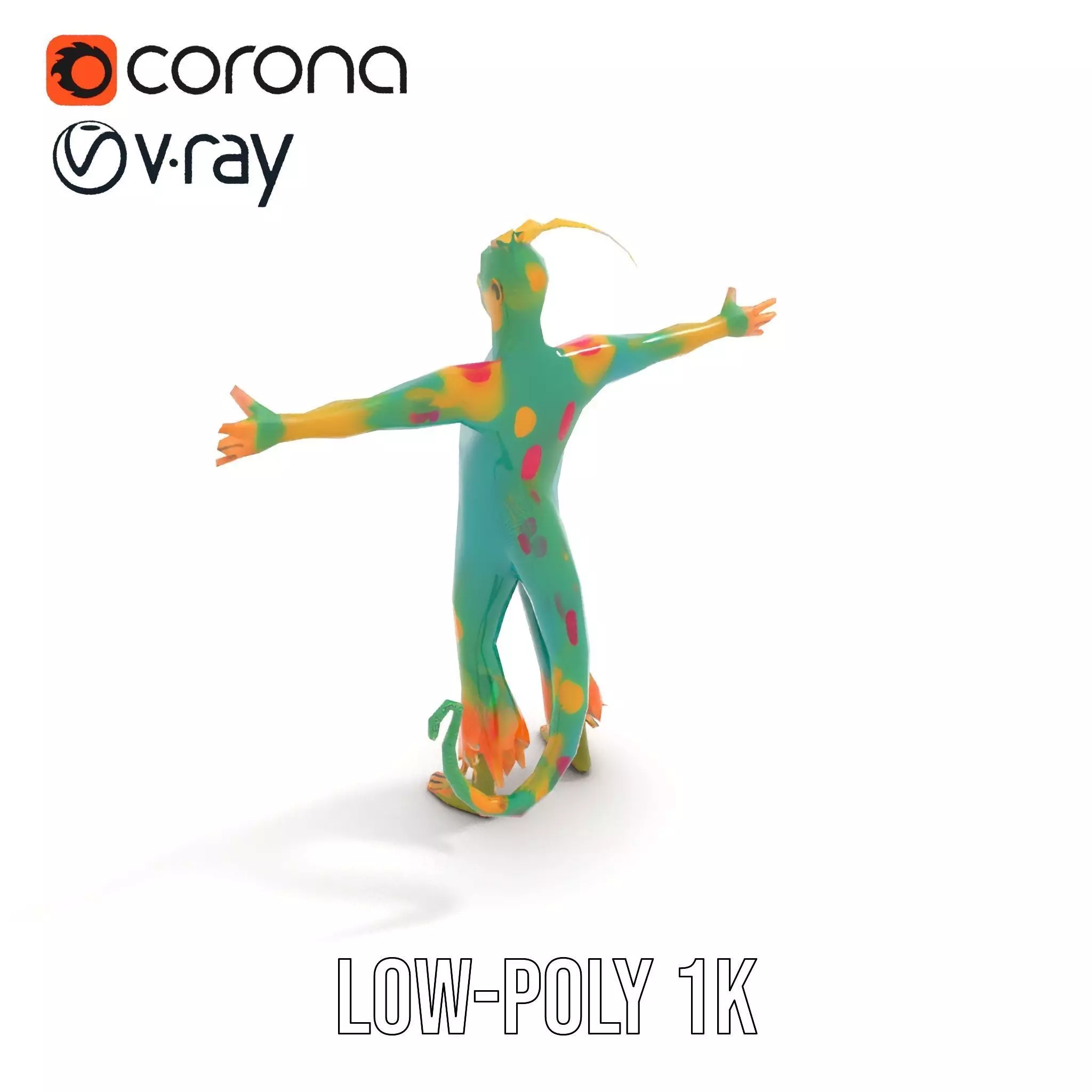 Colorful Cartoon Creature Model Pack with Textured Fur Low-poly 3D model_7