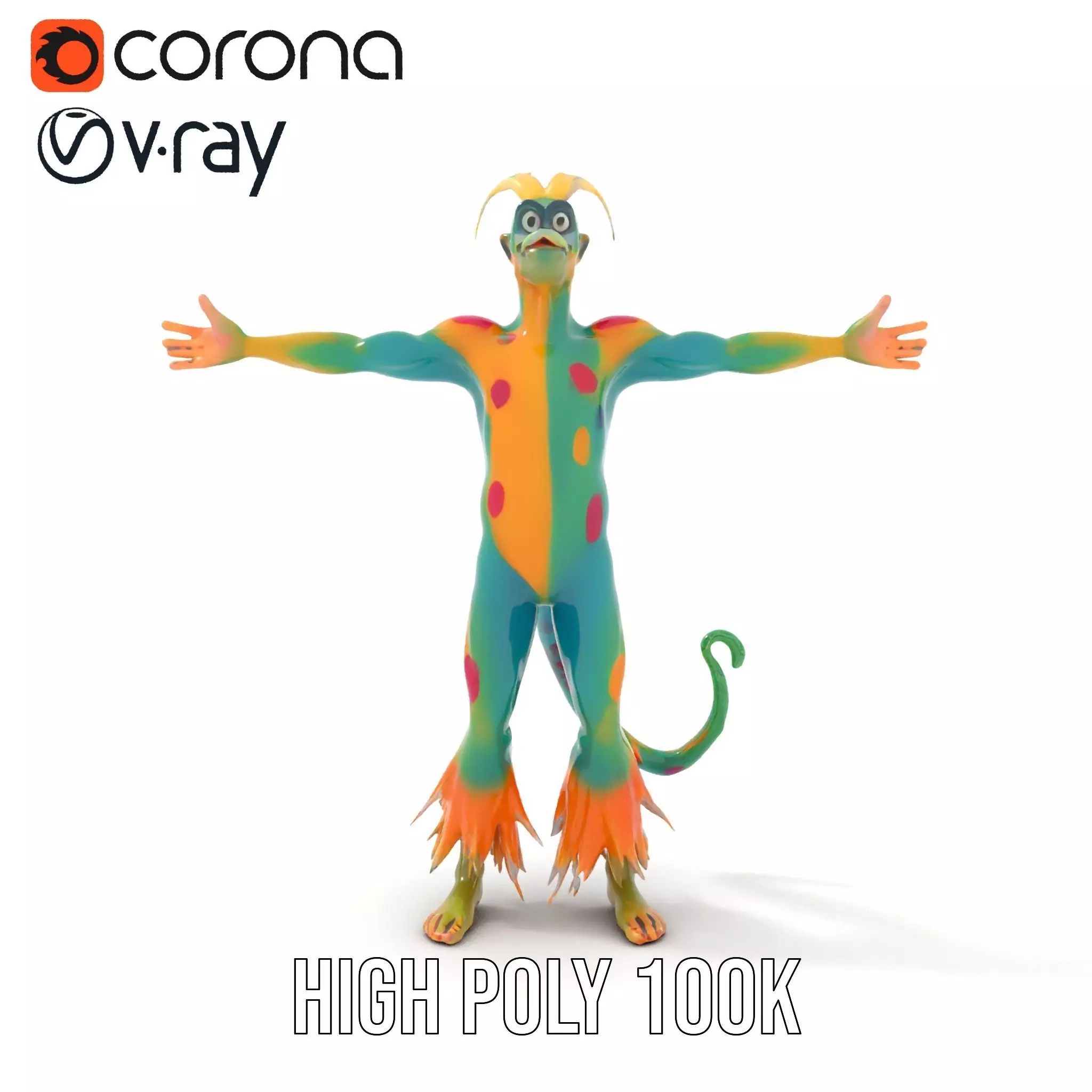 Colorful Cartoon Creature Model Pack with Textured Fur Low-poly 3D model_17