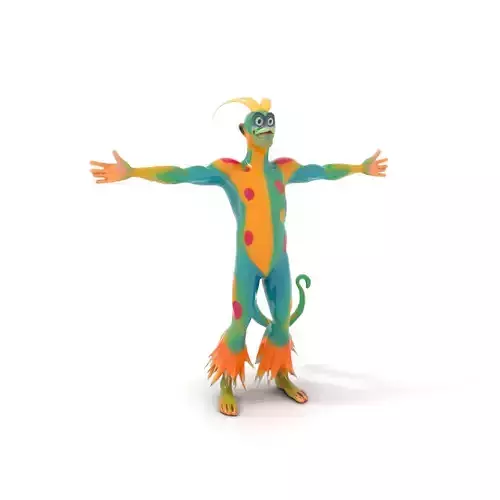 Colorful Cartoon Creature Model Pack with Textured Fur Low-poly 3D model
