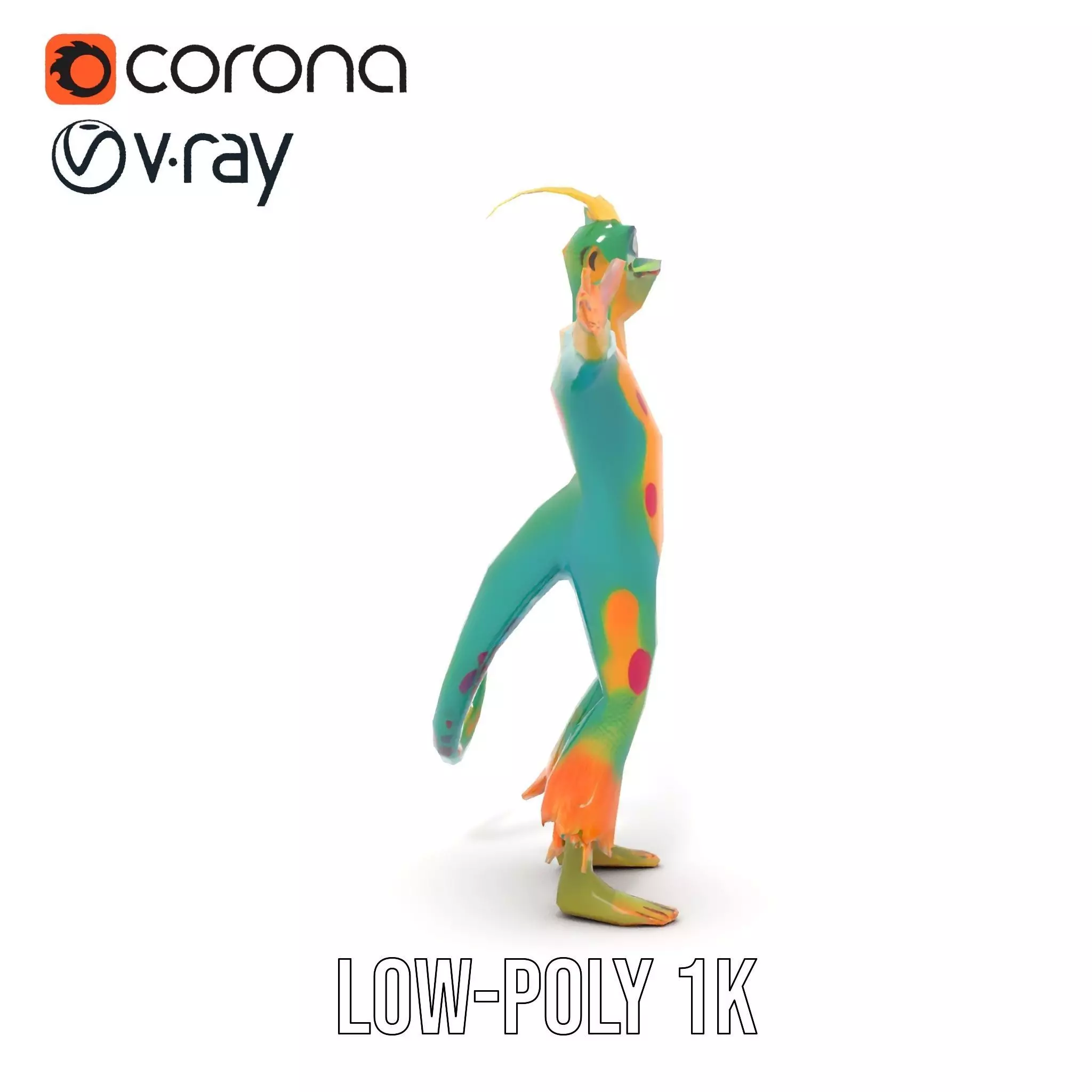 Colorful Cartoon Creature Model Pack with Textured Fur Low-poly 3D model_13