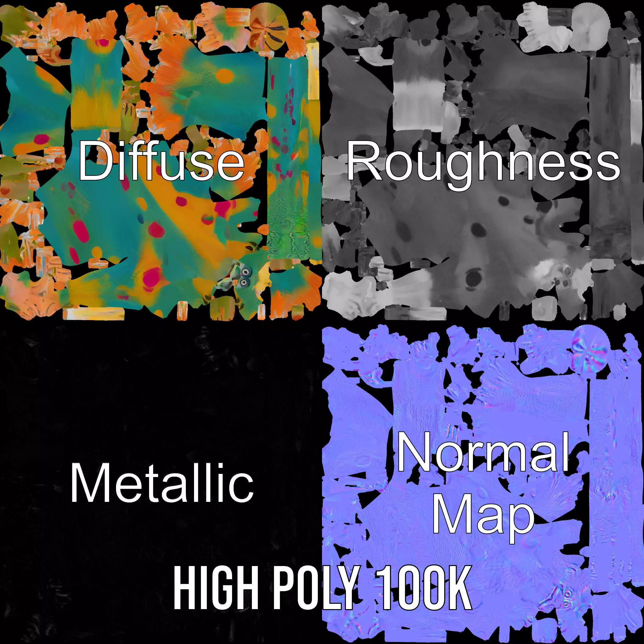 Colorful Cartoon Creature Model Pack with Textured Fur Low-poly 3D model_3