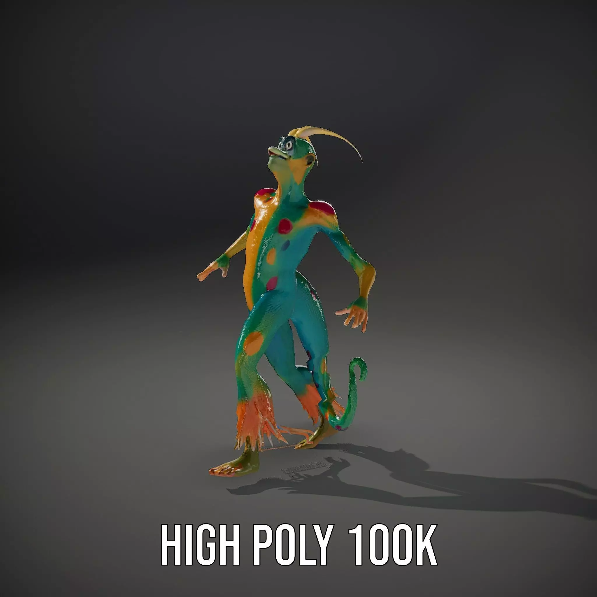 Colorful Cartoon Creature Model Pack with Textured Fur Low-poly 3D model_32