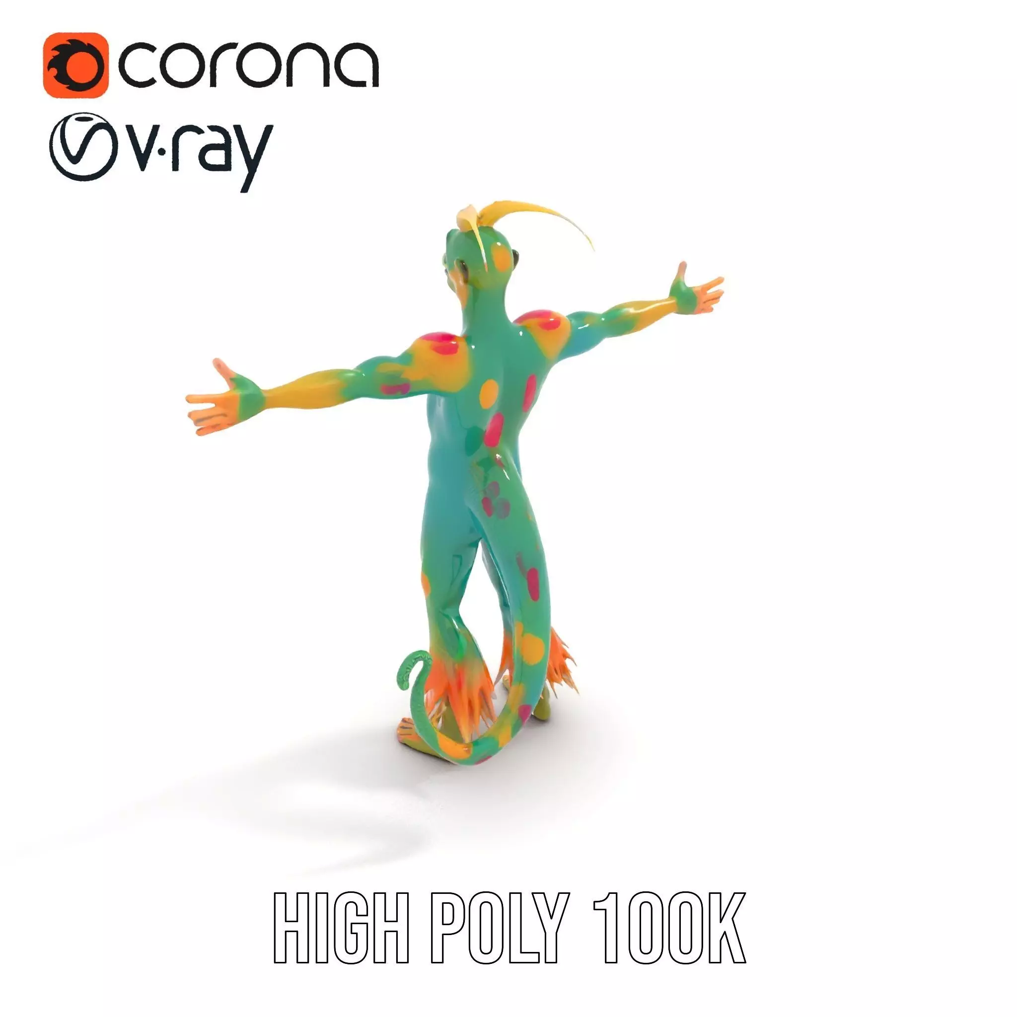 Colorful Cartoon Creature Model Pack with Textured Fur Low-poly 3D model_20