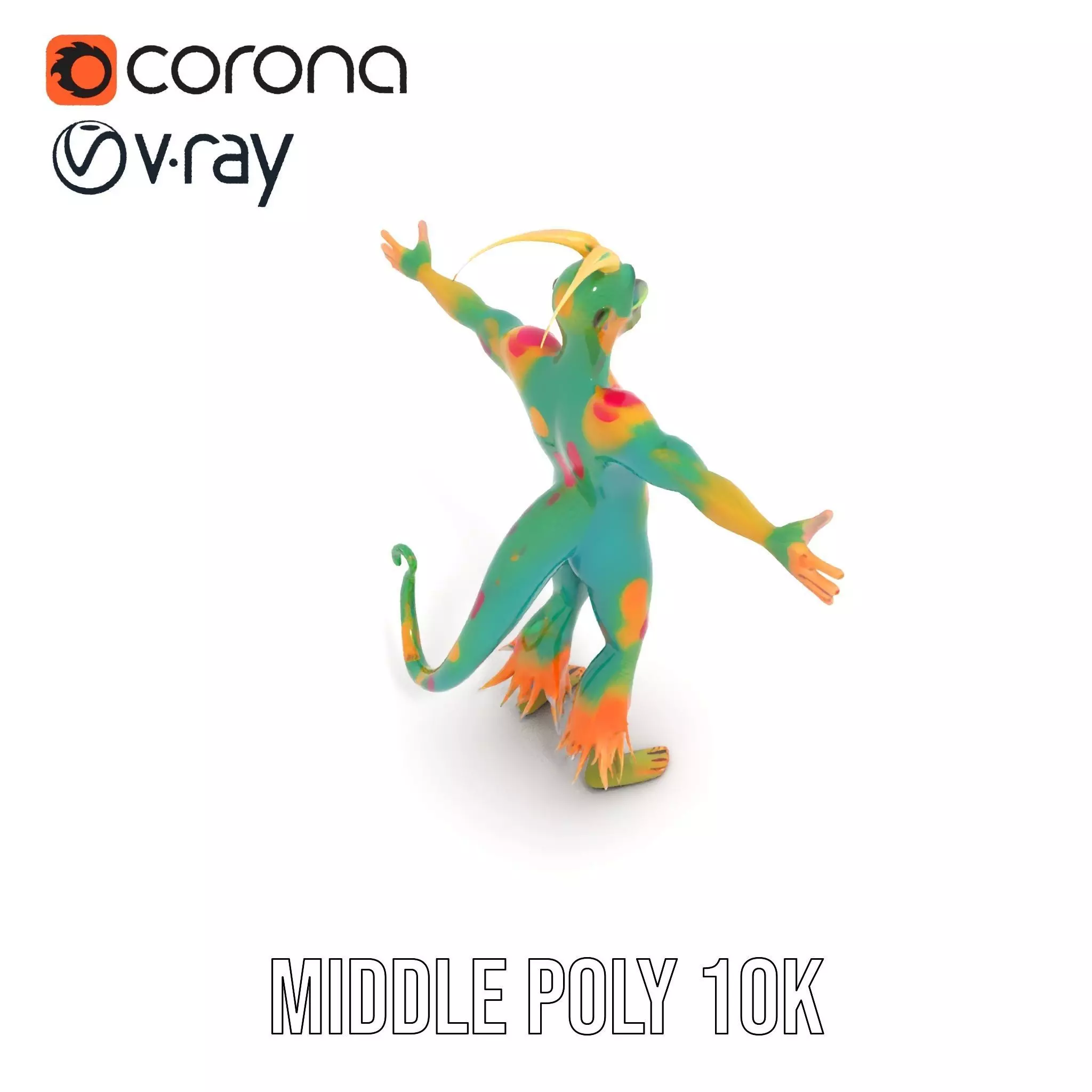 Colorful Cartoon Creature Model Pack with Textured Fur Low-poly 3D model_5