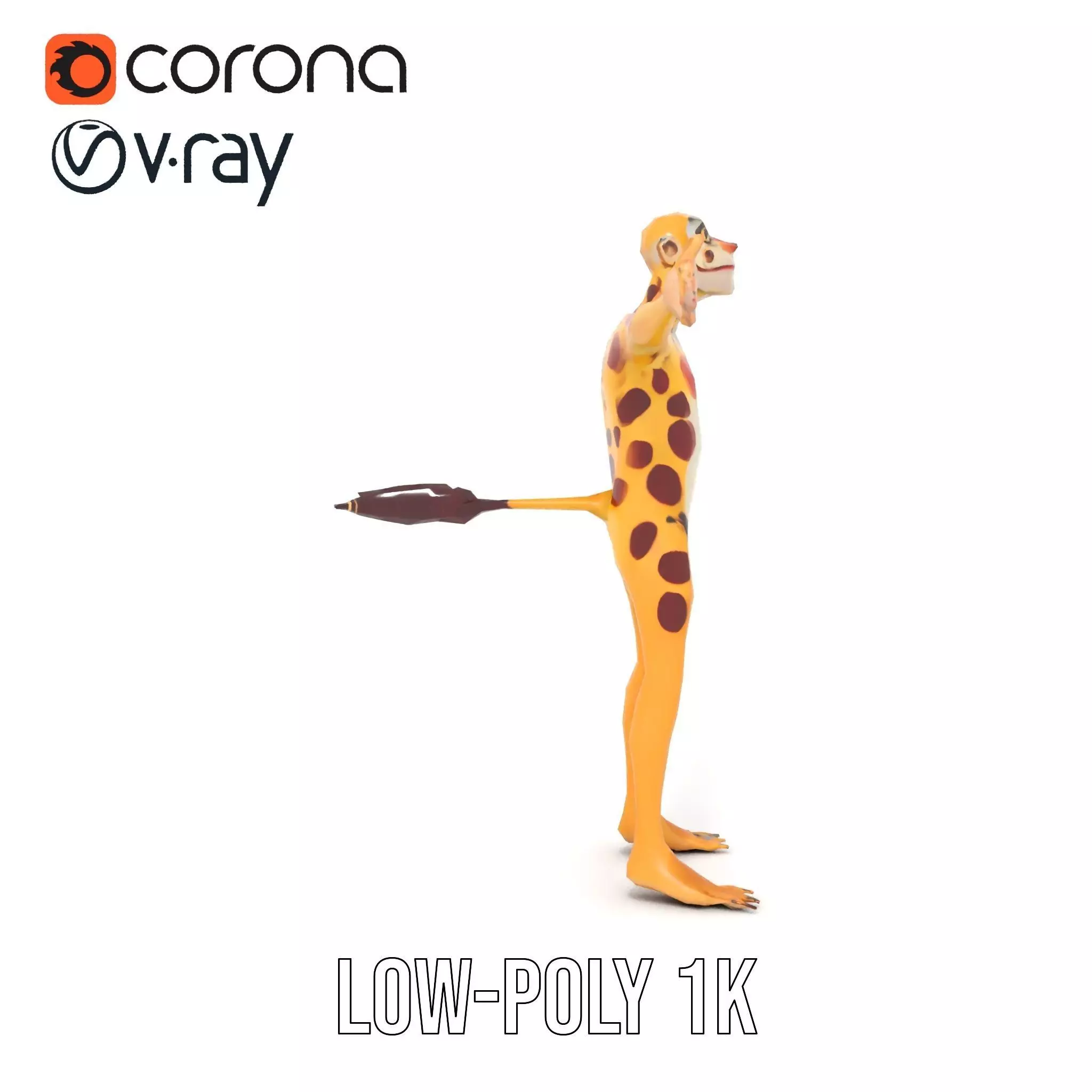 Cartoon Spotted Monkey Character Model Pack for Animation and... Low-poly 3D model_12