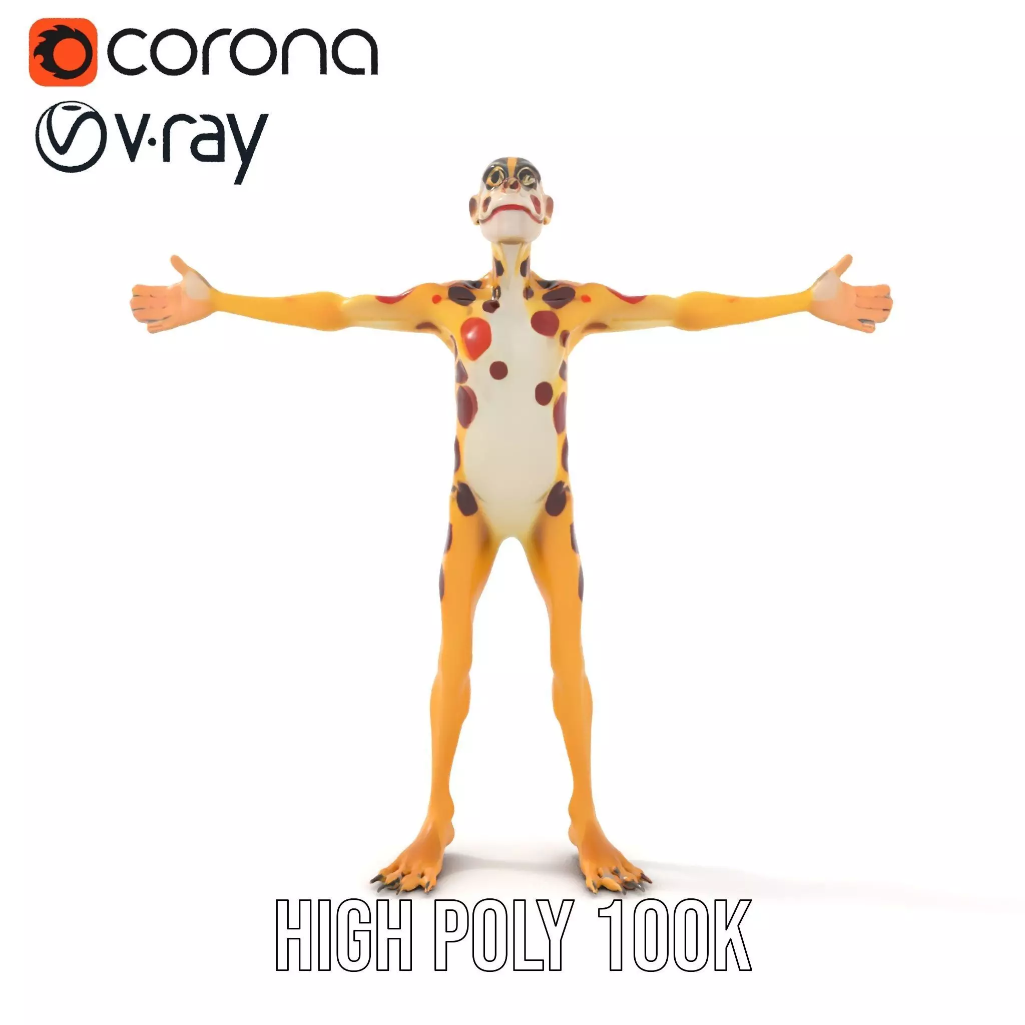 Cartoon Spotted Monkey Character Model Pack for Animation and... Low-poly 3D model_10