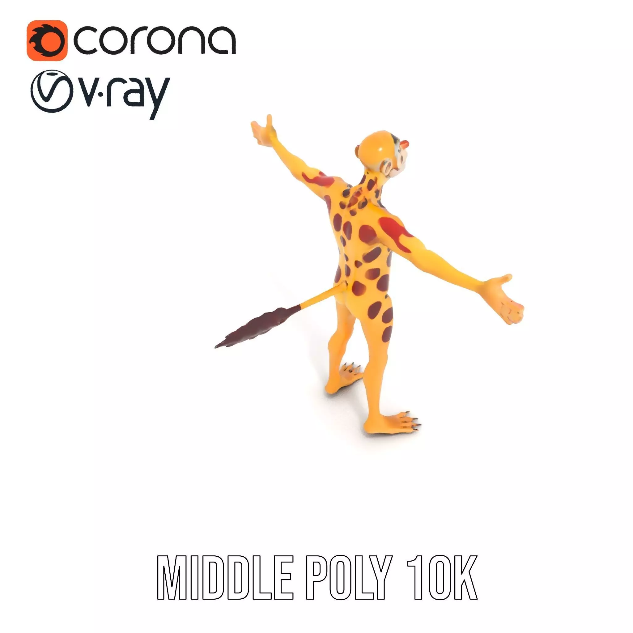 Cartoon Spotted Monkey Character Model Pack for Animation and... Low-poly 3D model_13