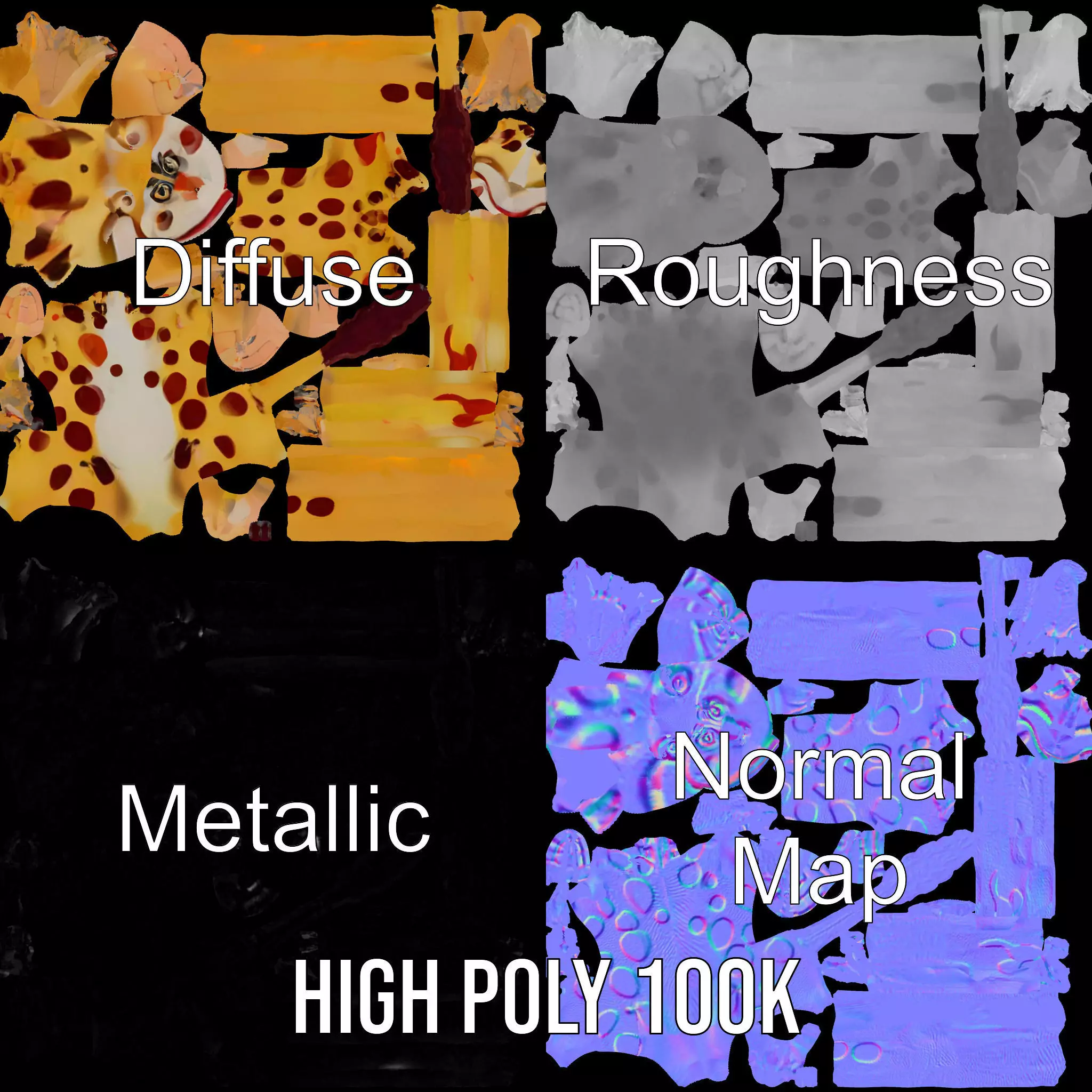 Cartoon Spotted Monkey Character Model Pack for Animation and... Low-poly 3D model_4