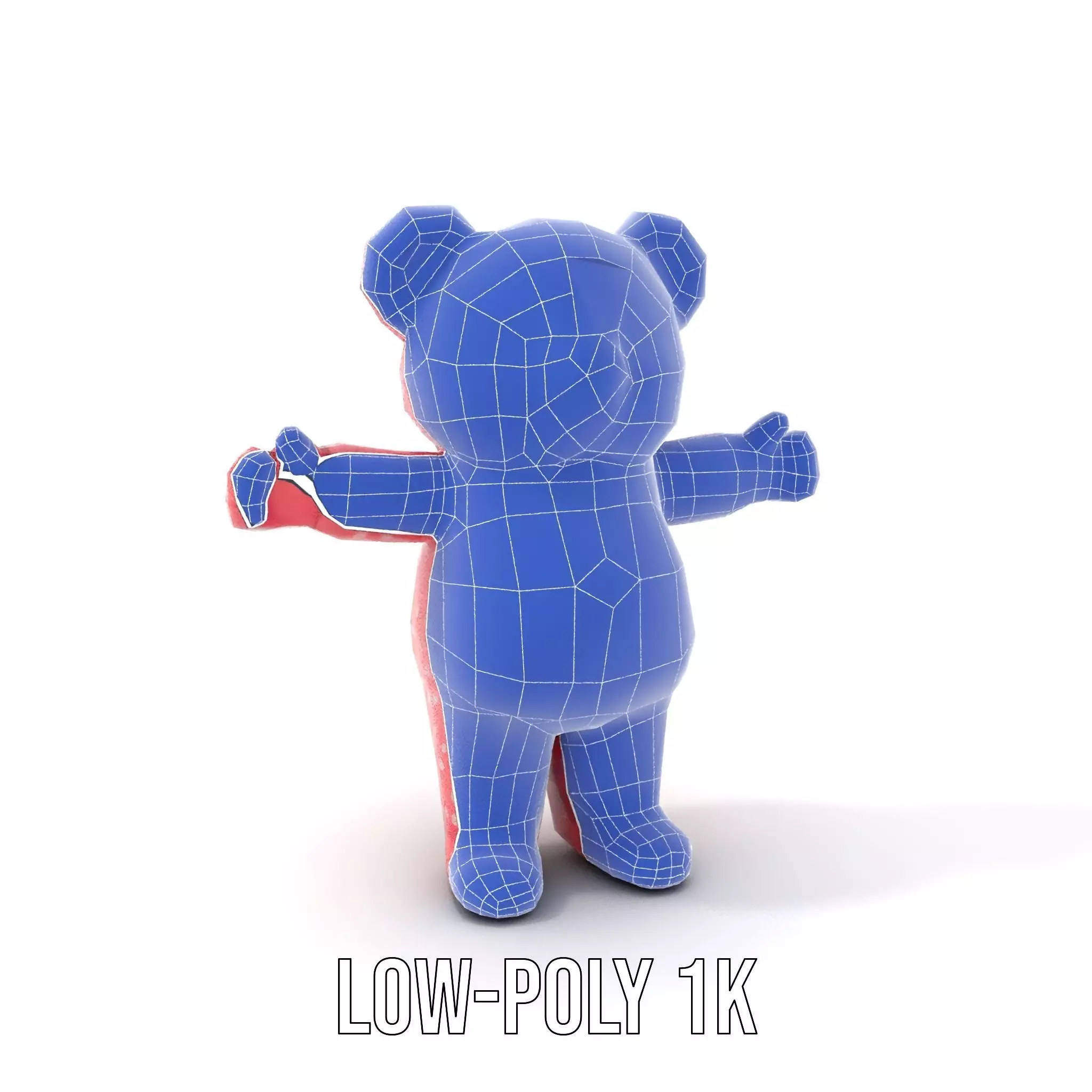 Pink Polka Dot Pajama Teddy Bear Rigged and Animated Low-poly 3D model_22