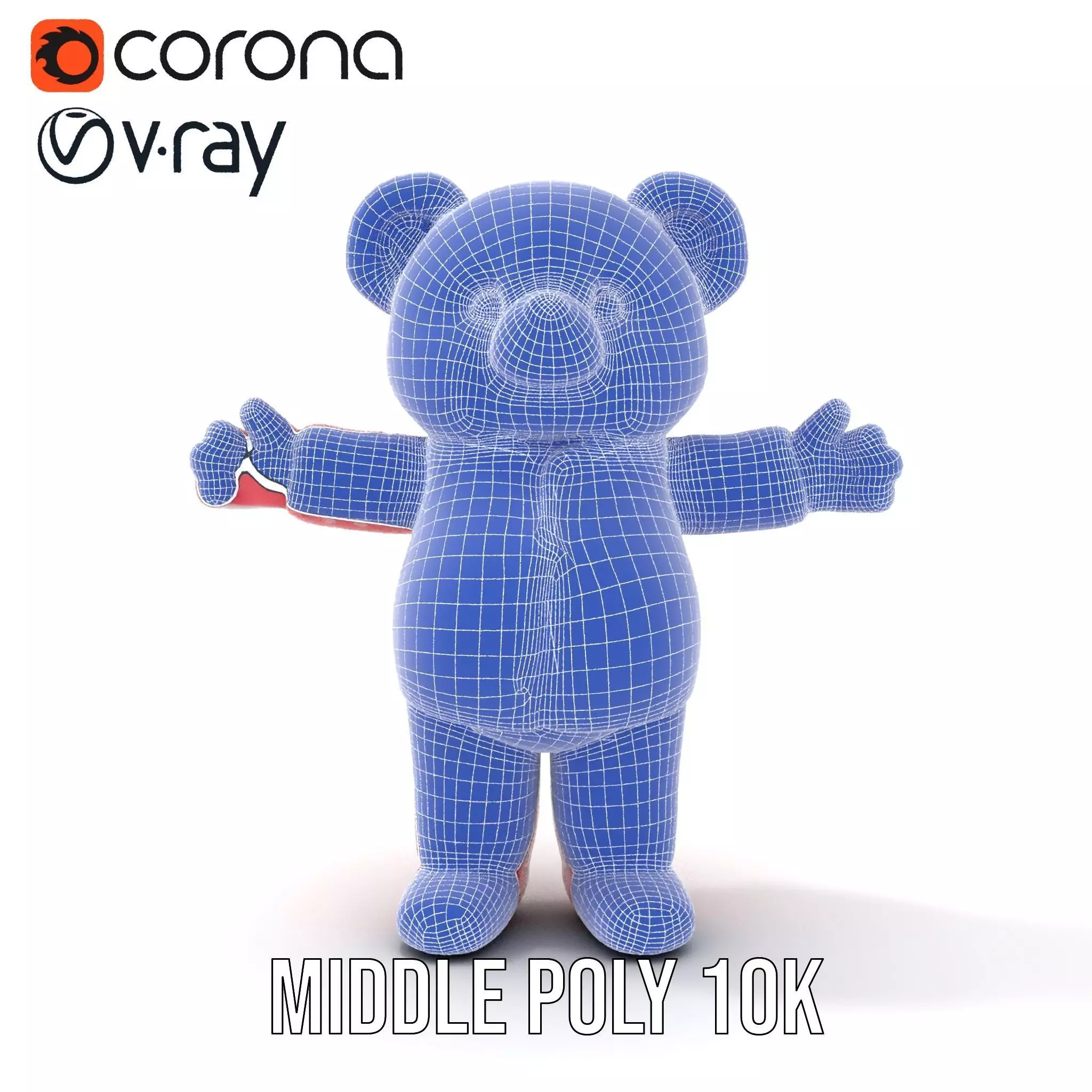 Pink Polka Dot Pajama Teddy Bear Rigged and Animated Low-poly 3D model_27