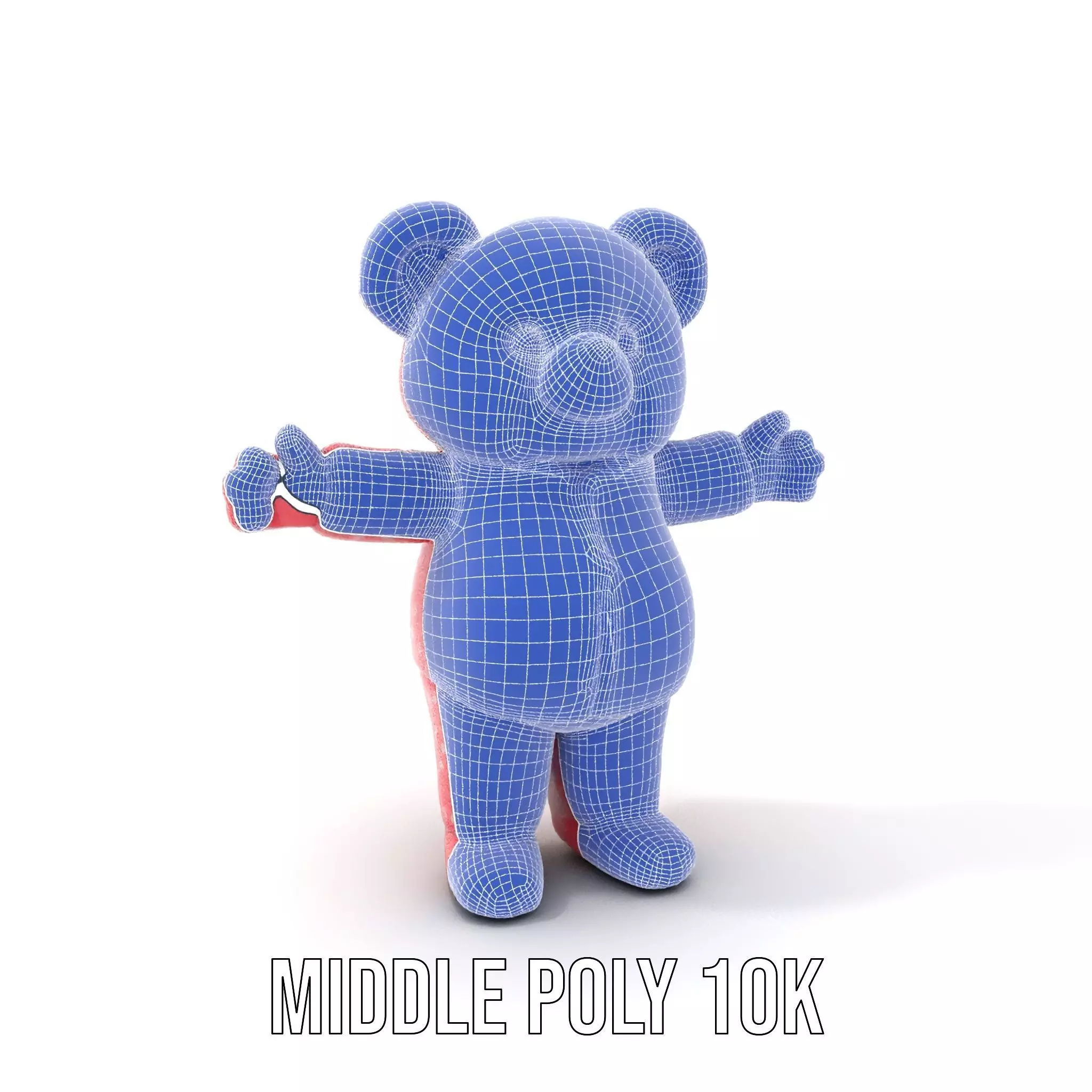 Pink Polka Dot Pajama Teddy Bear Rigged and Animated Low-poly 3D model_12