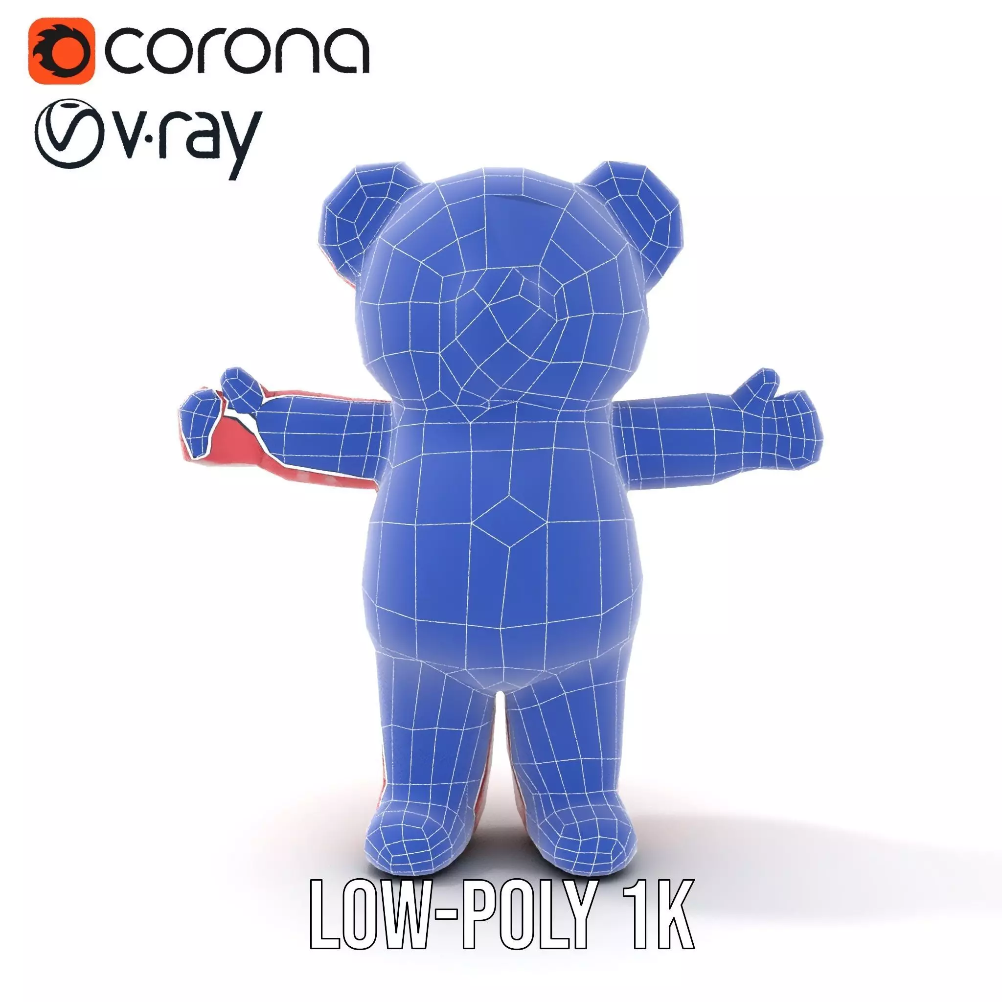 Pink Polka Dot Pajama Teddy Bear Rigged and Animated Low-poly 3D model_25