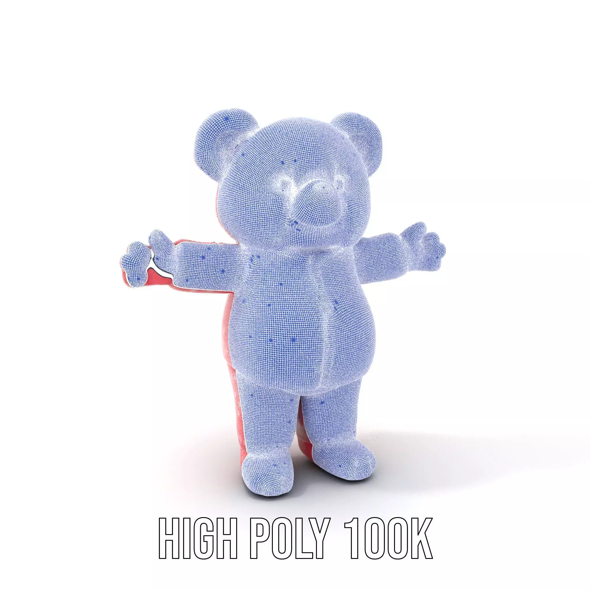 Pink Polka Dot Pajama Teddy Bear Rigged and Animated Low-poly 3D model_4