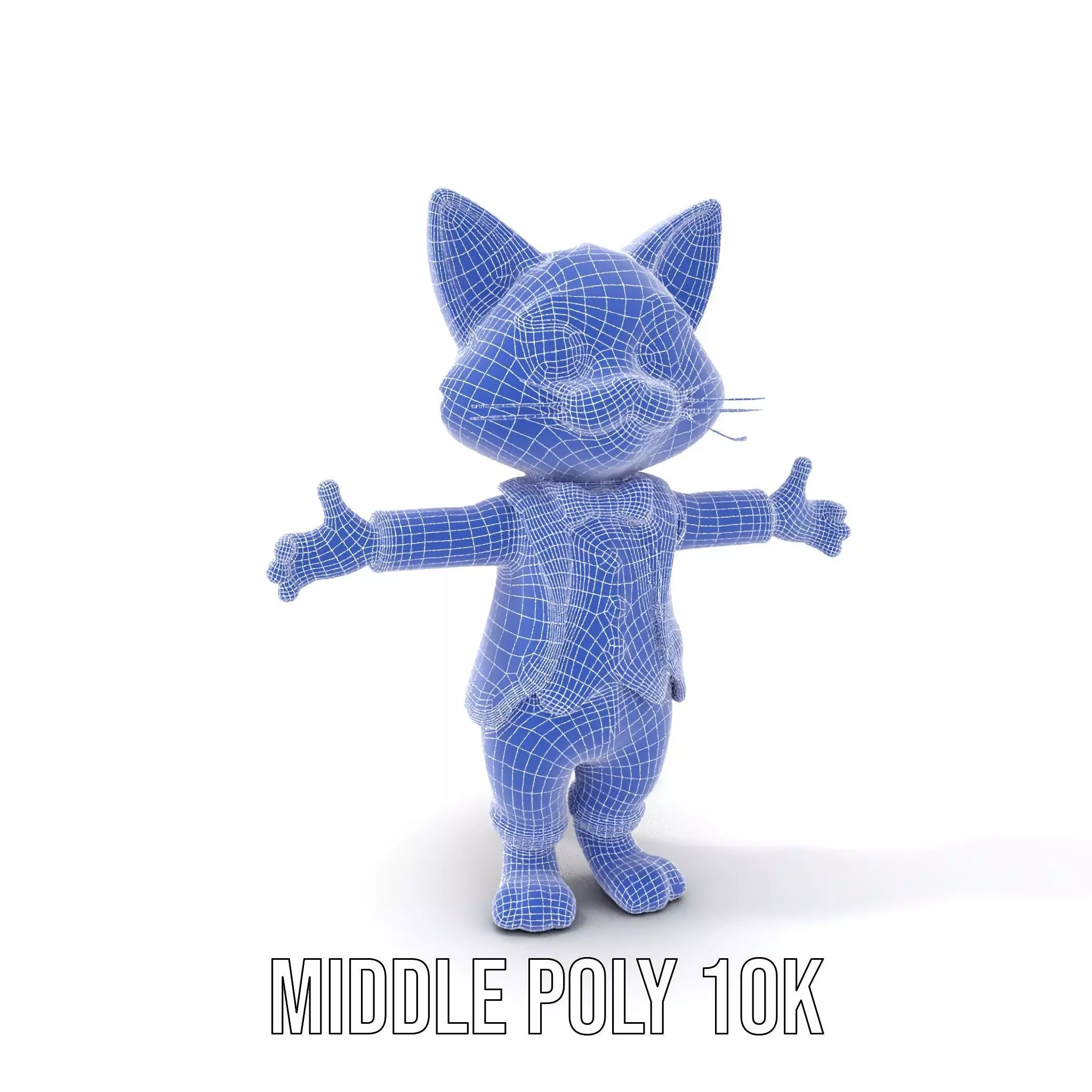 Purple Cartoon Cat in Orange Suit  Fully Rigged and Animated Low-poly 3D model_15