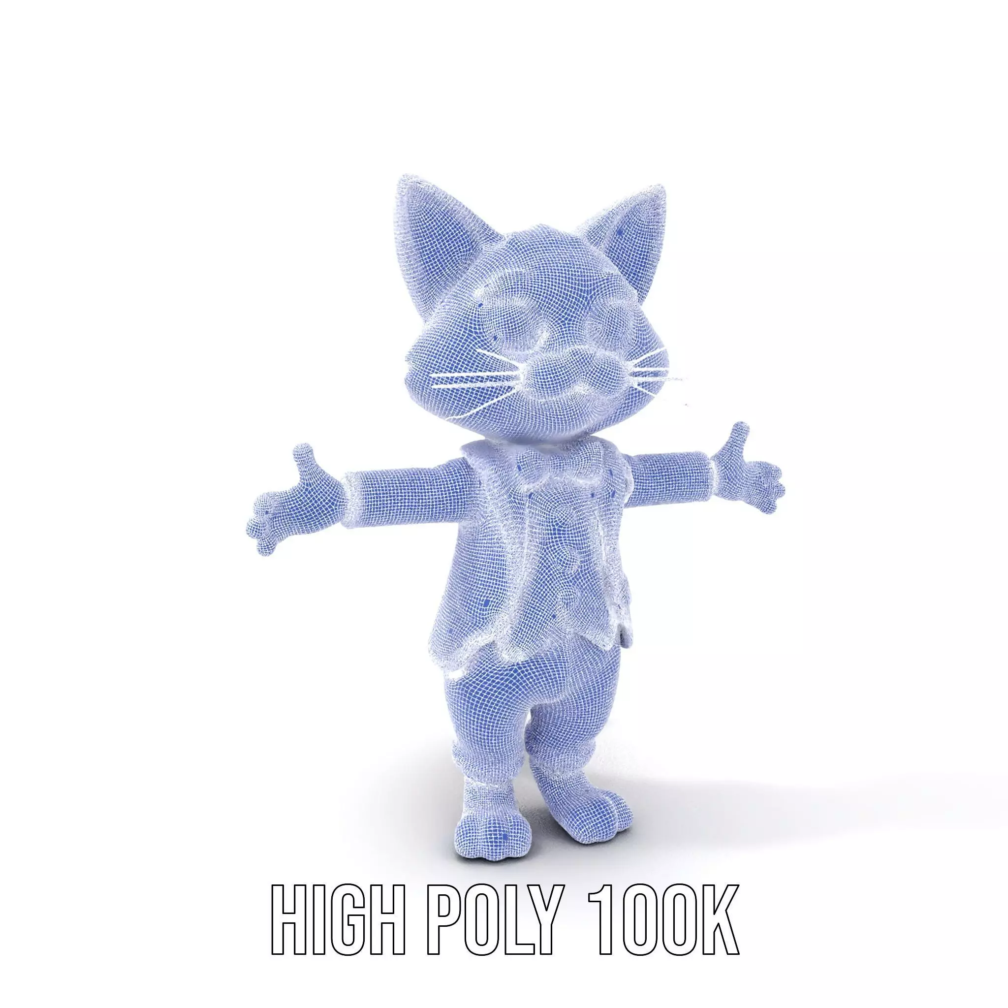 Purple Cartoon Cat in Orange Suit  Fully Rigged and Animated Low-poly 3D model_4