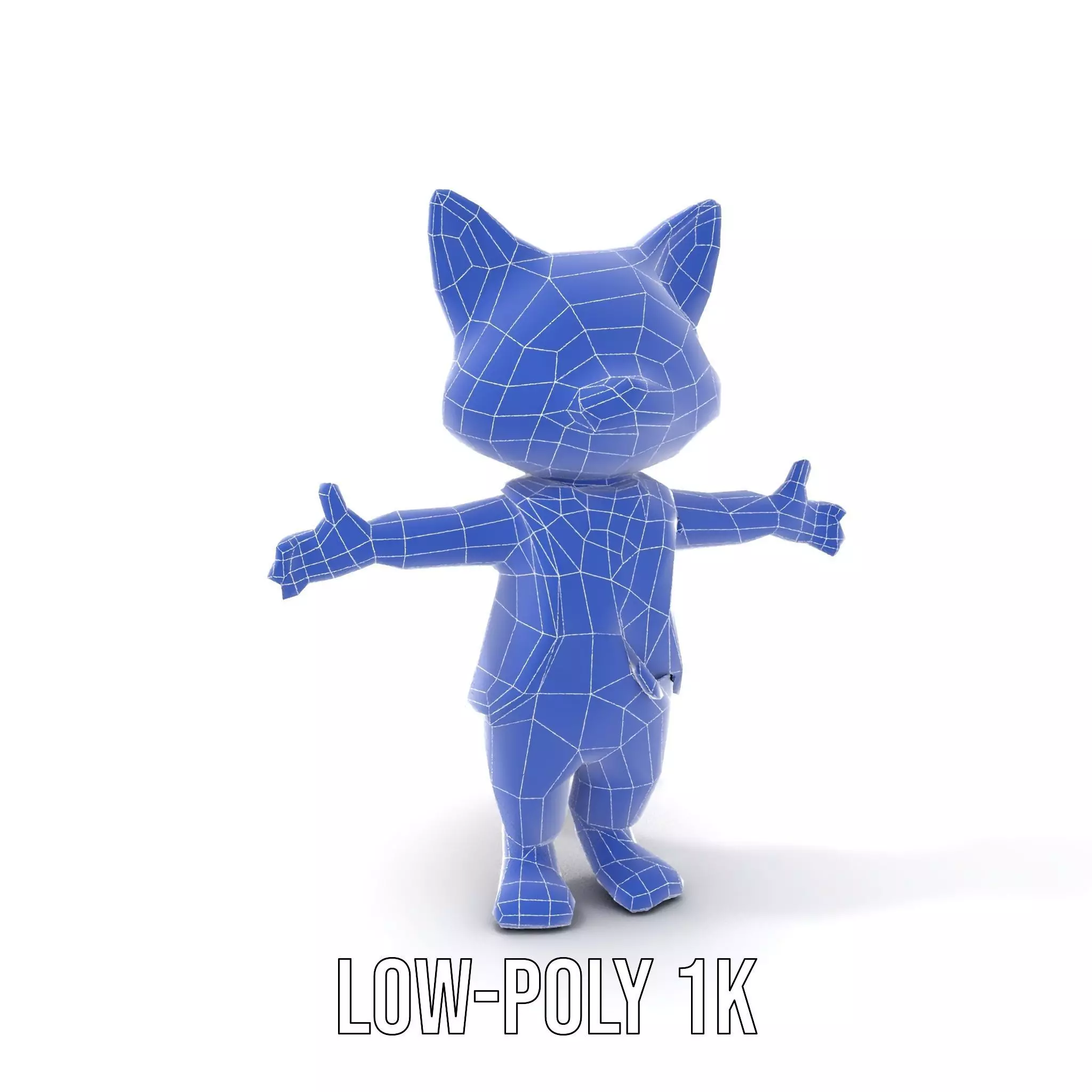 Purple Cartoon Cat in Orange Suit  Fully Rigged and Animated Low-poly 3D model_13