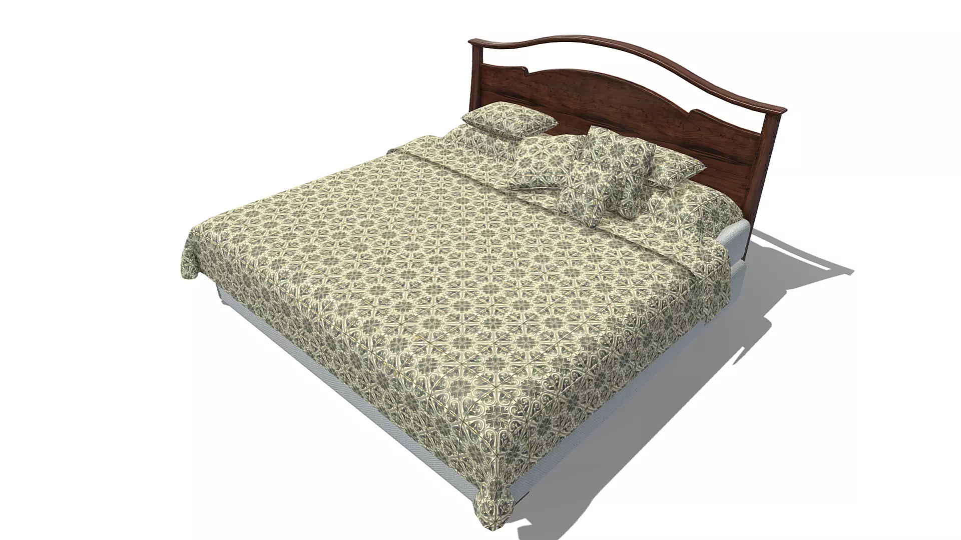 Kingsize Bed Low-poly 3D model_0
