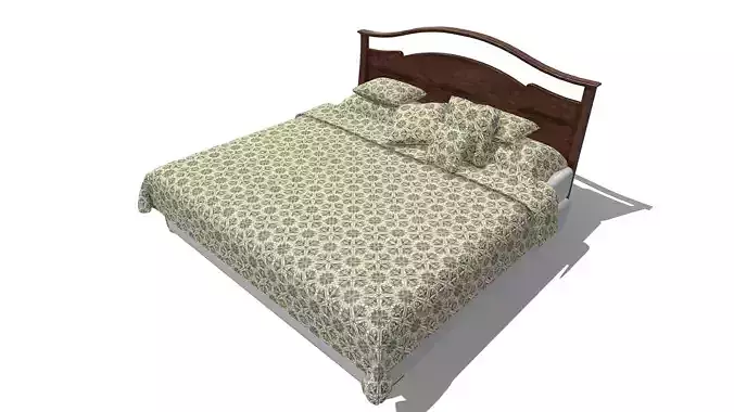 Kingsize Bed Low-poly 3D model